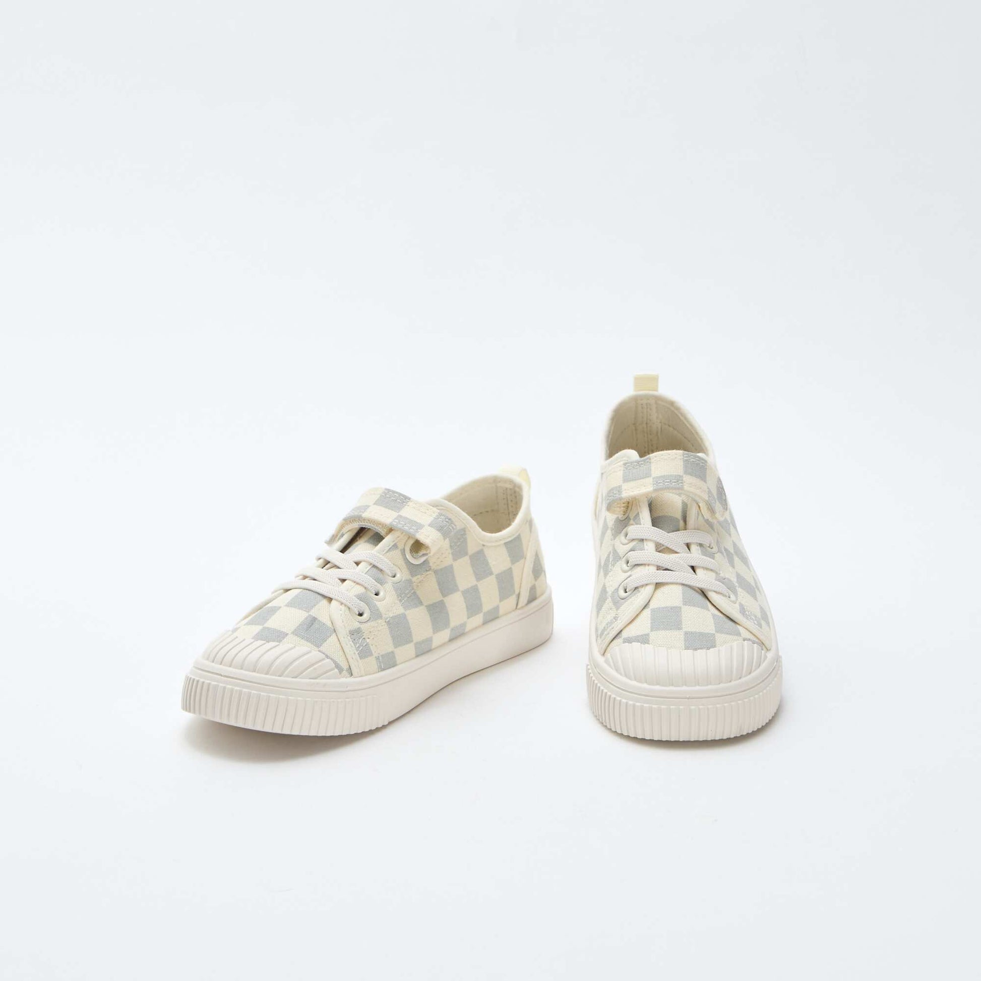 Baskets en toile imprimé damiers BLEU