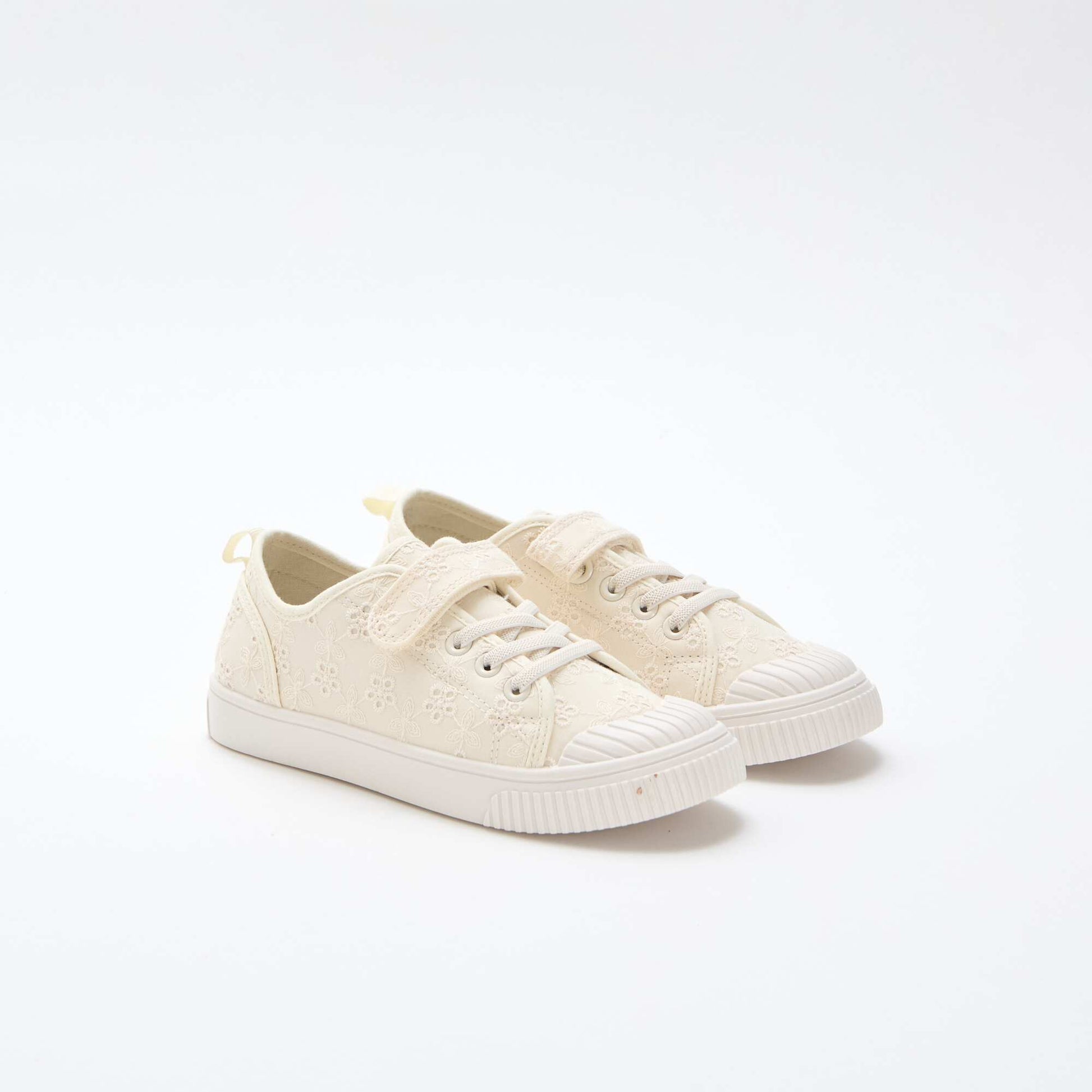 Baskets en toile imprimé damiers BEIGE