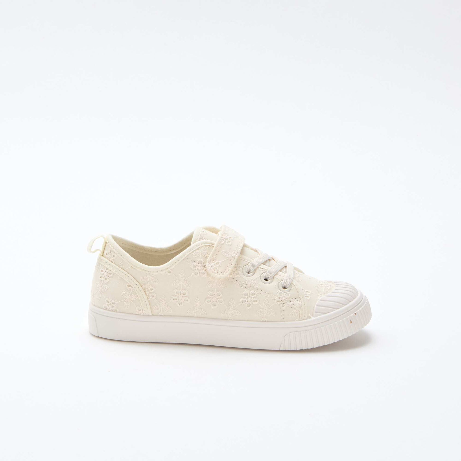 Baskets en toile imprimé damiers BEIGE