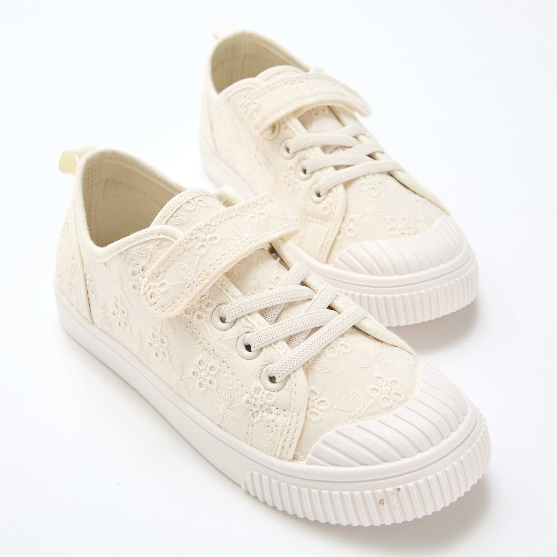 Baskets en toile imprimé damiers BEIGE