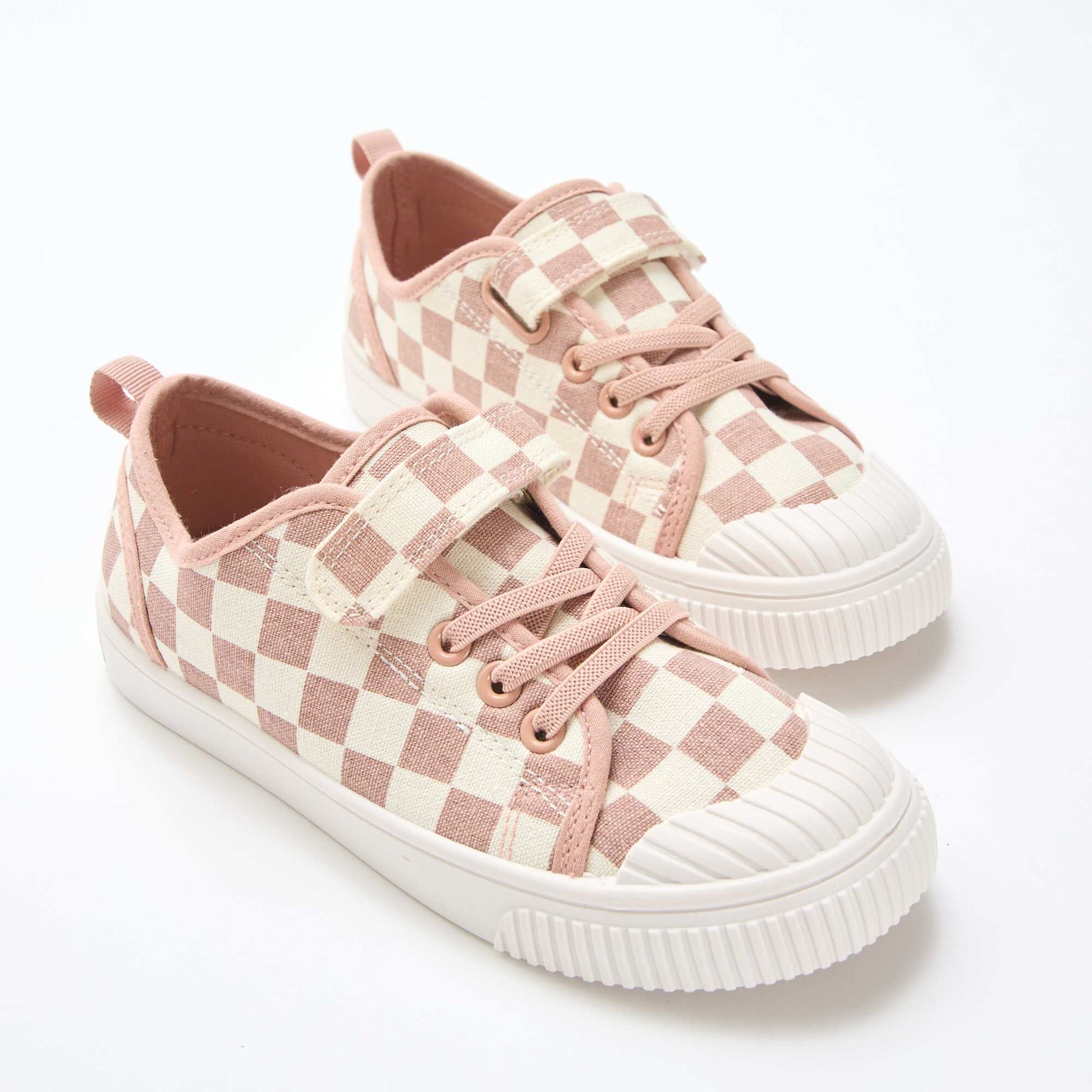 Baskets en toile imprimé damiers ROSE