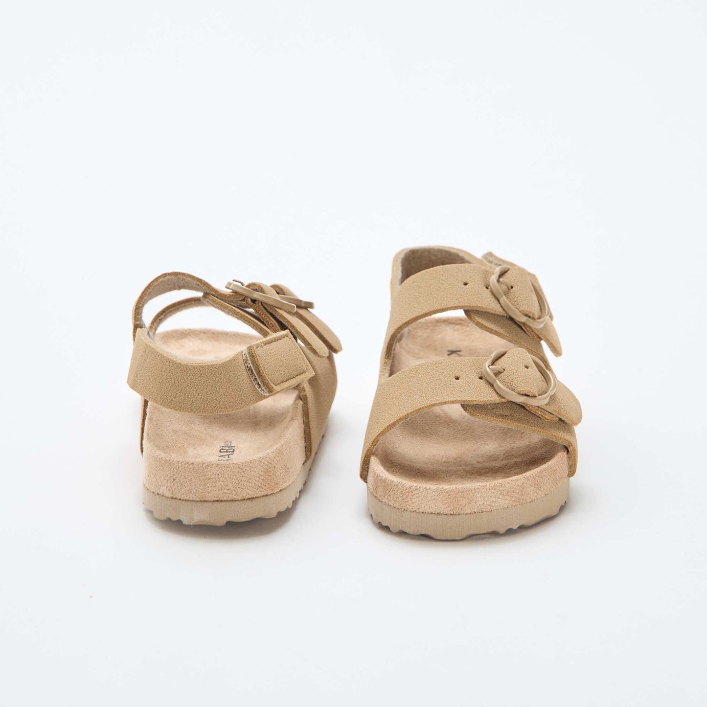 Sandales plates avec bride de maintien à la cheville ajustable par un scratch BEIGE