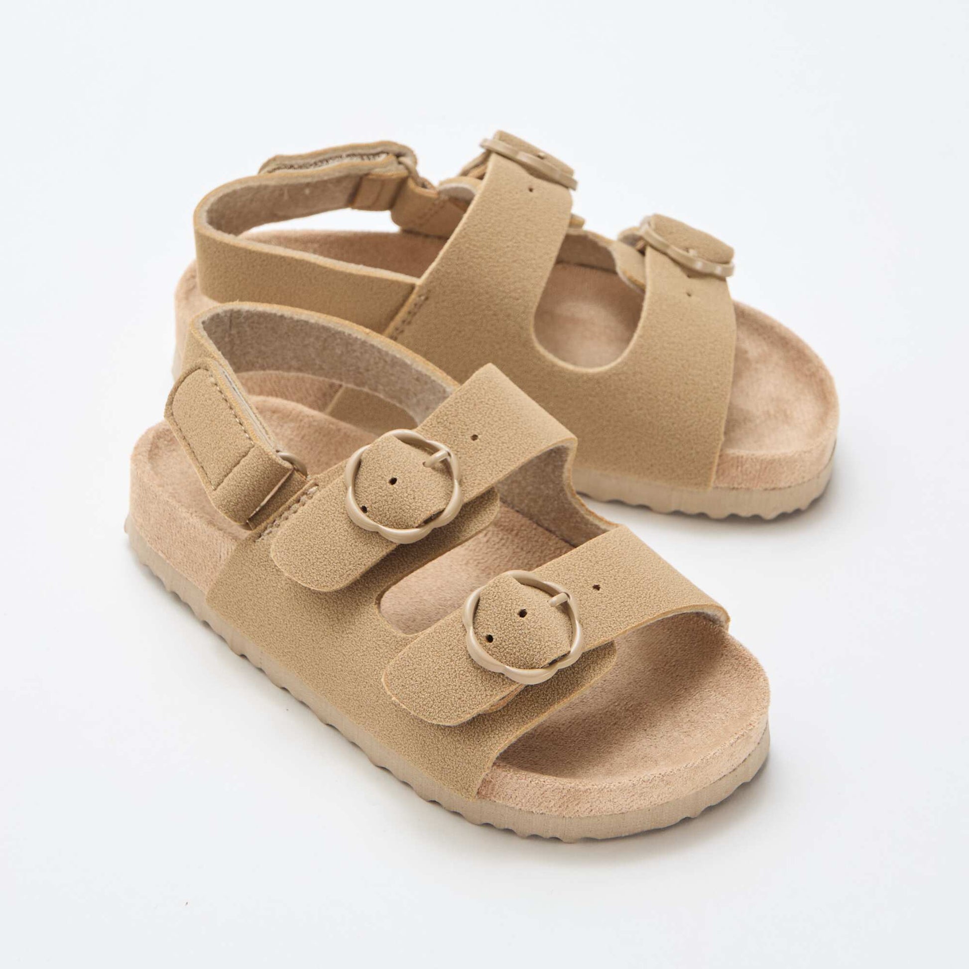 Sandales plates avec bride de maintien à la cheville ajustable par un scratch BEIGE
