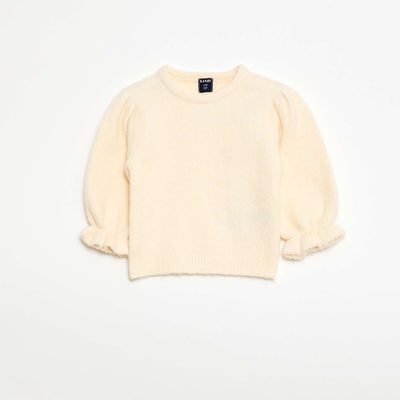 Pull chaud avec manches ballons BLANC