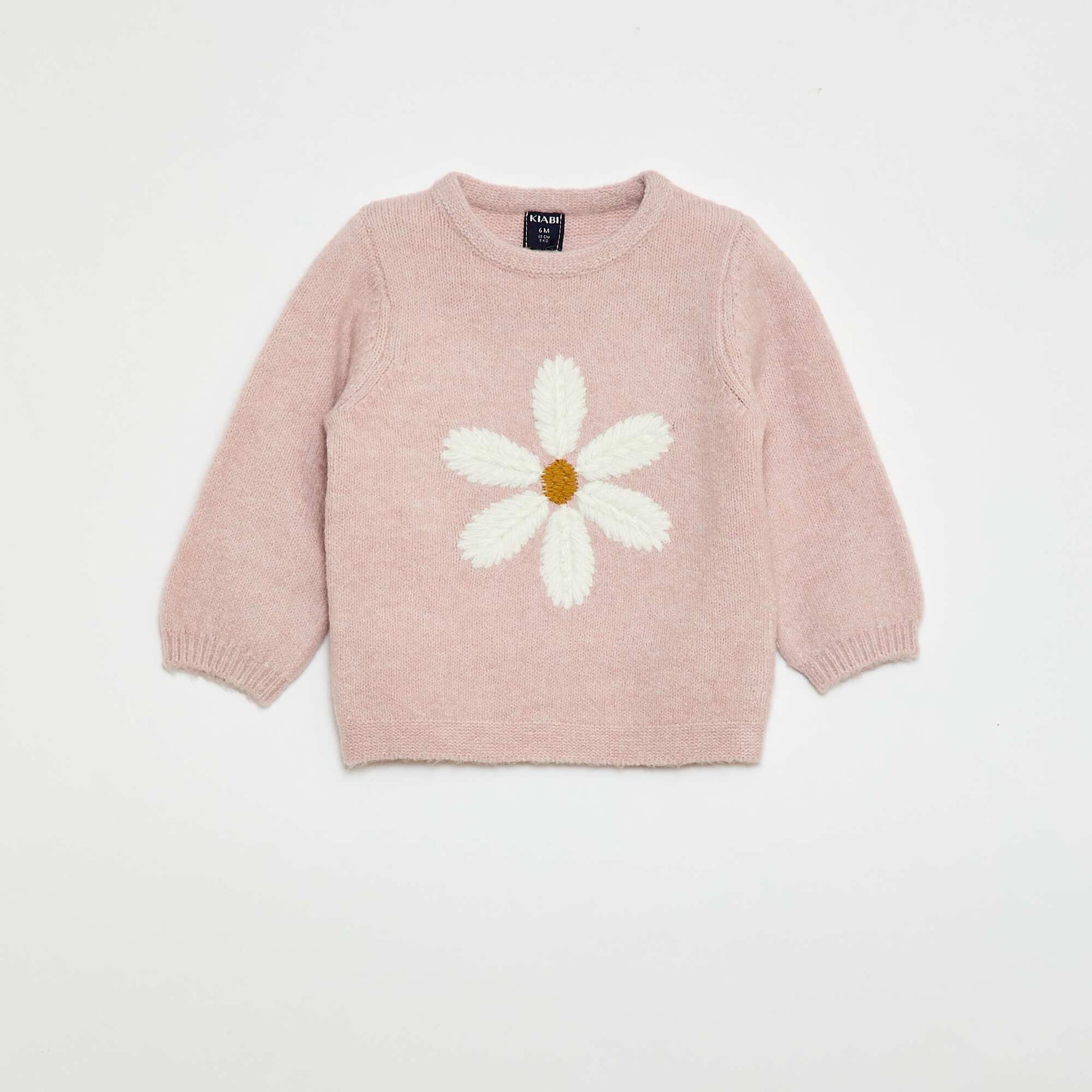 Pull en tricot avec broderie ROSE