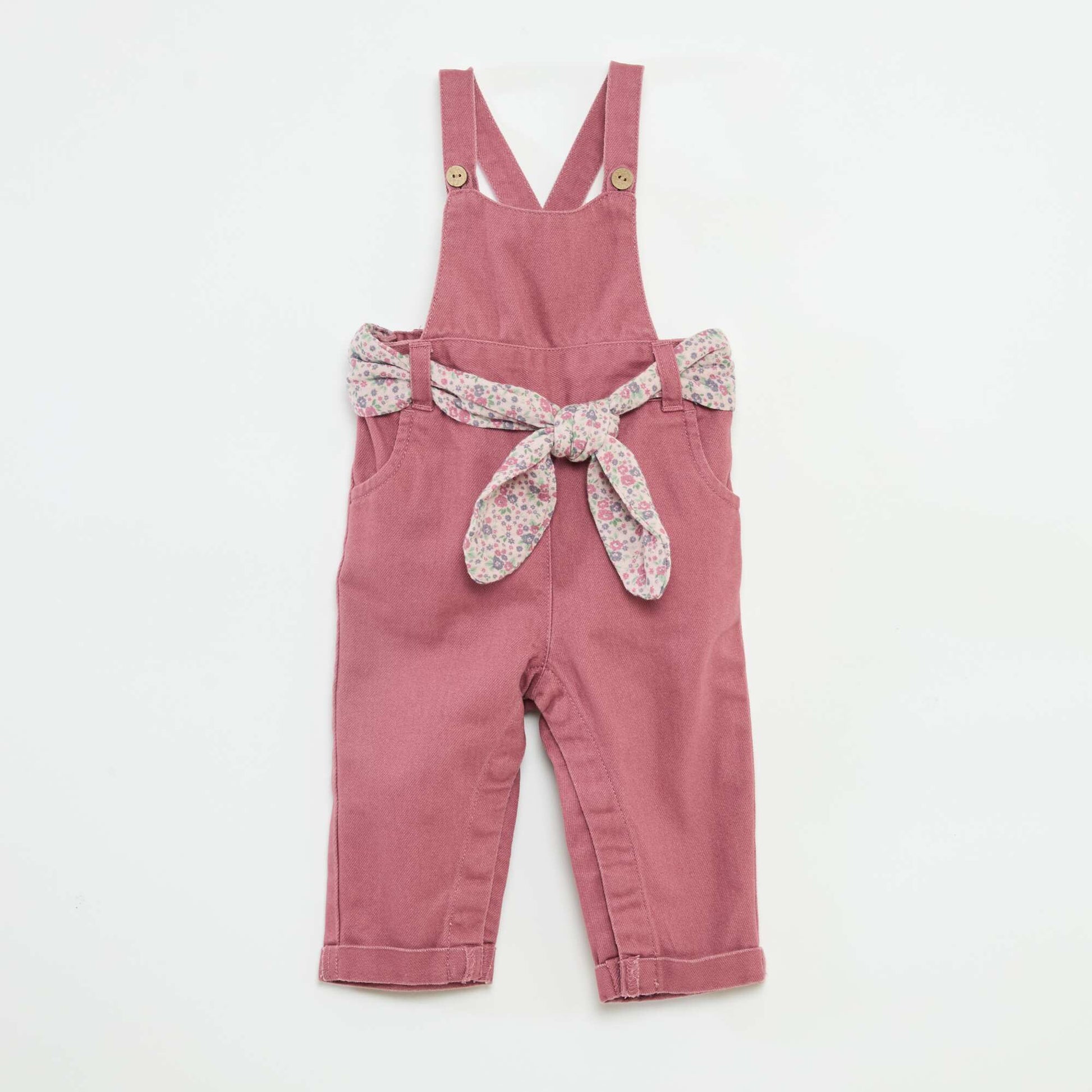 Salopette longue en twill avec ceinture en gaze de coton VIOLET