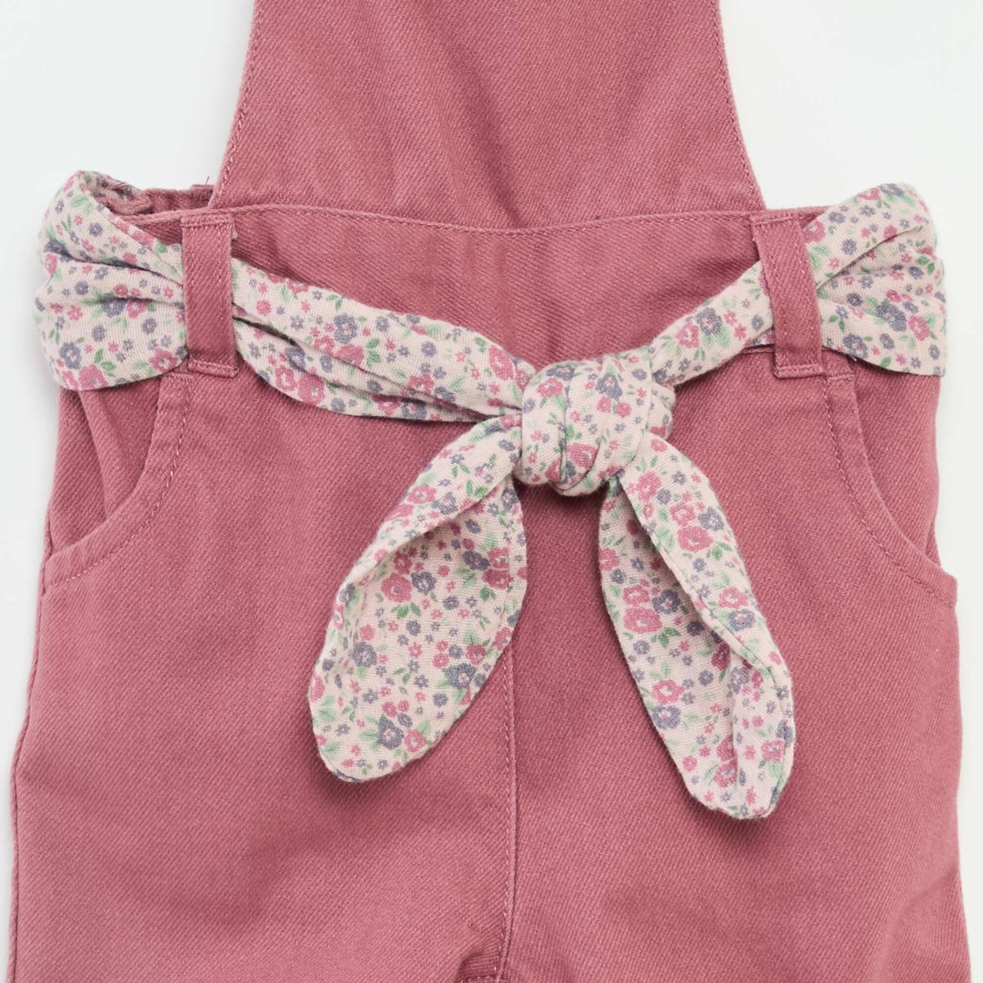 Salopette longue en twill avec ceinture en gaze de coton VIOLET