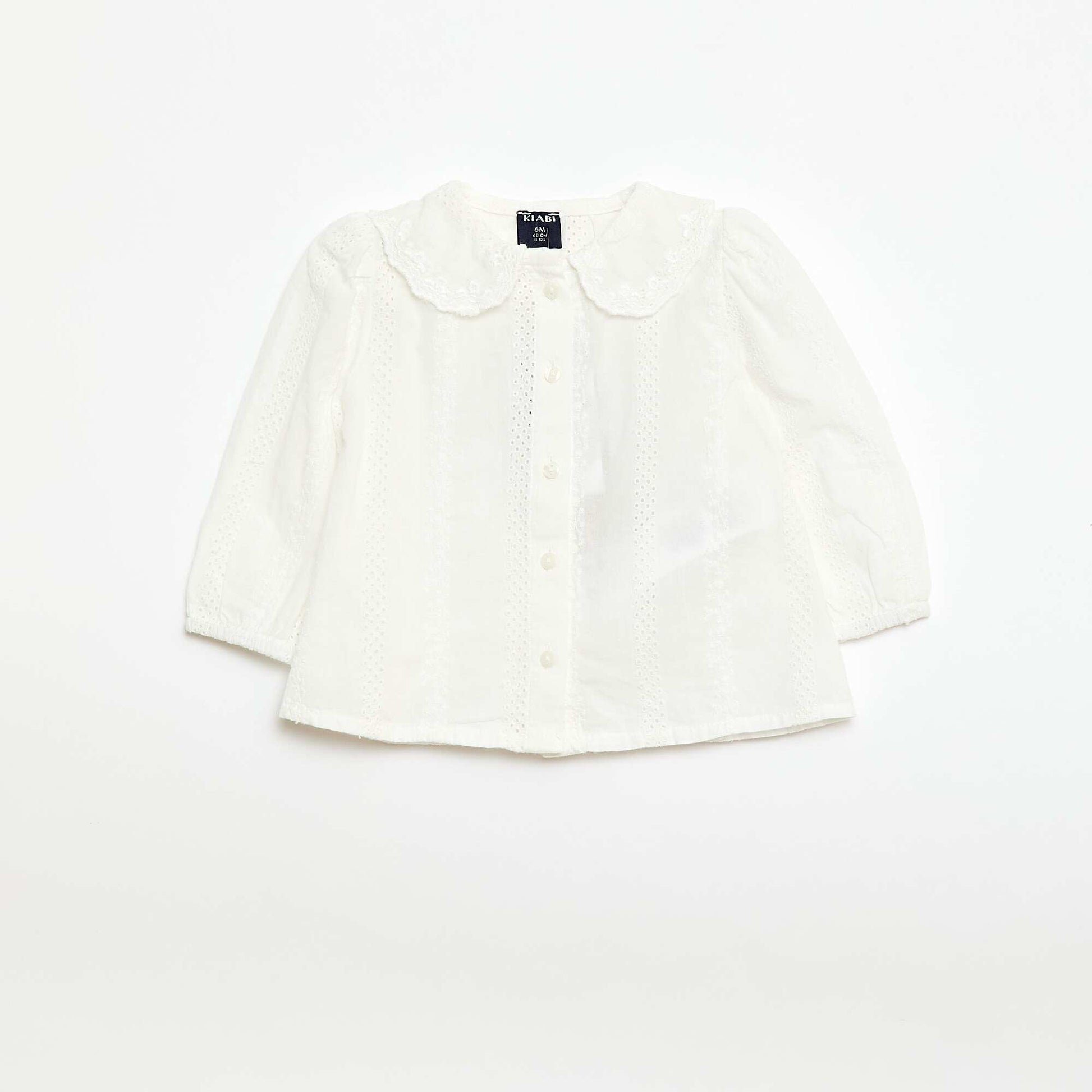 Blouse en voile de coton avec broderies BLANC