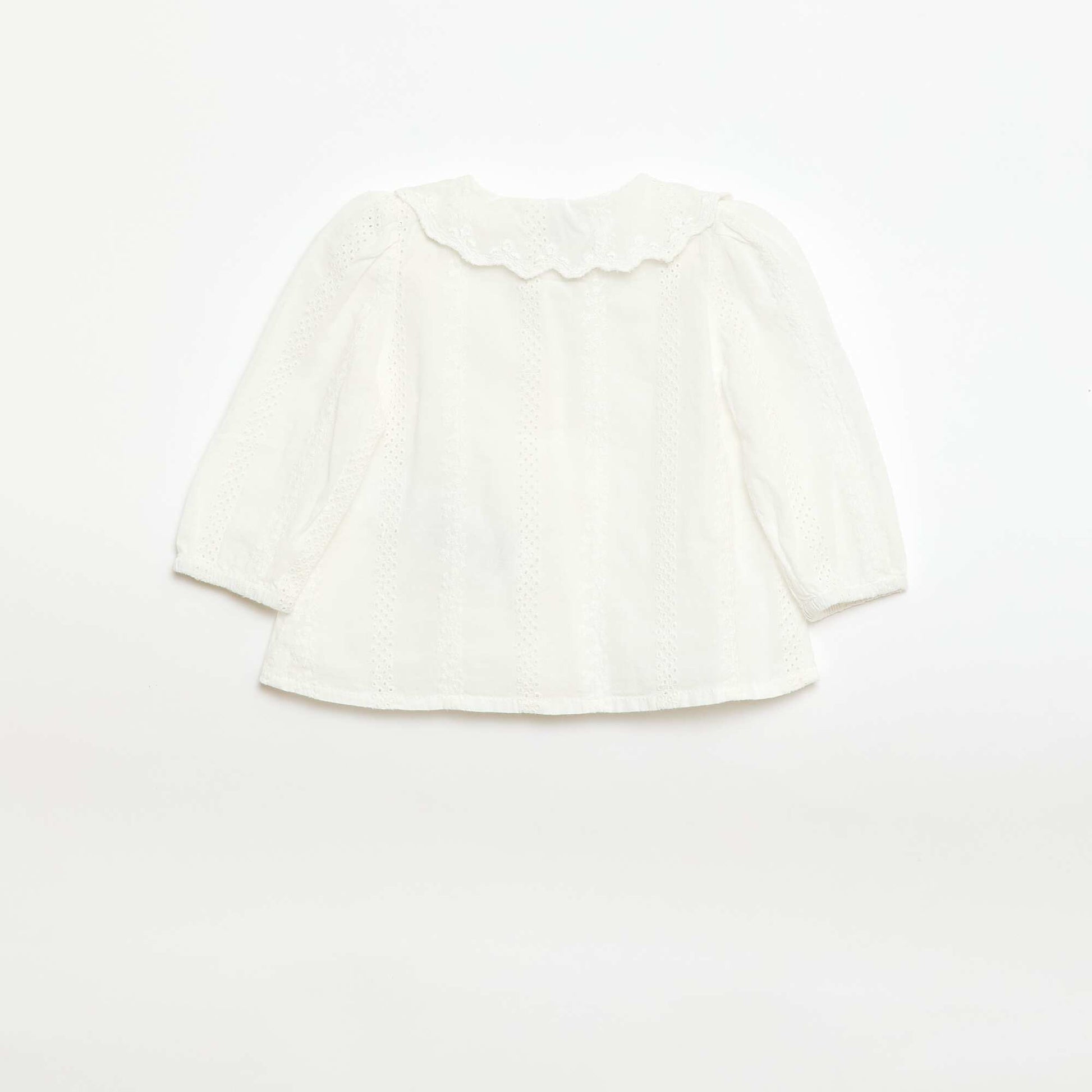 Blouse en voile de coton avec broderies BLANC
