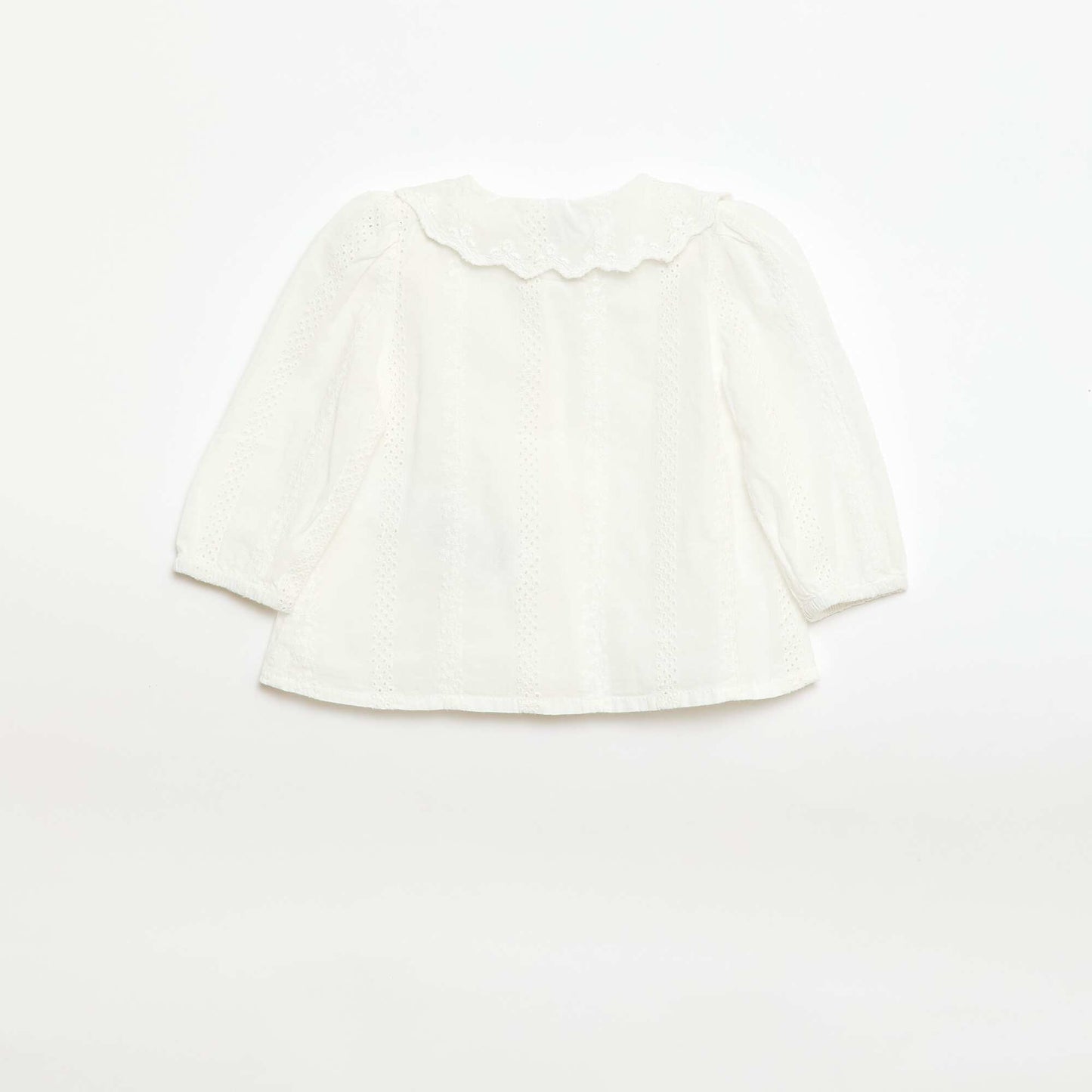 Blouse en voile de coton avec broderies BLANC
