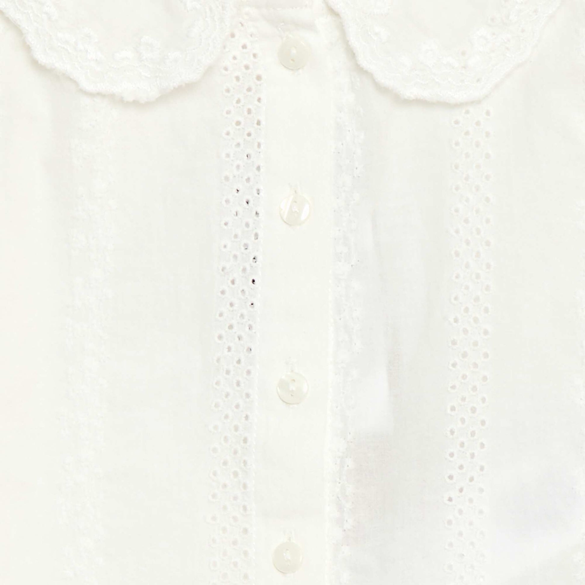 Blouse en voile de coton avec broderies BLANC