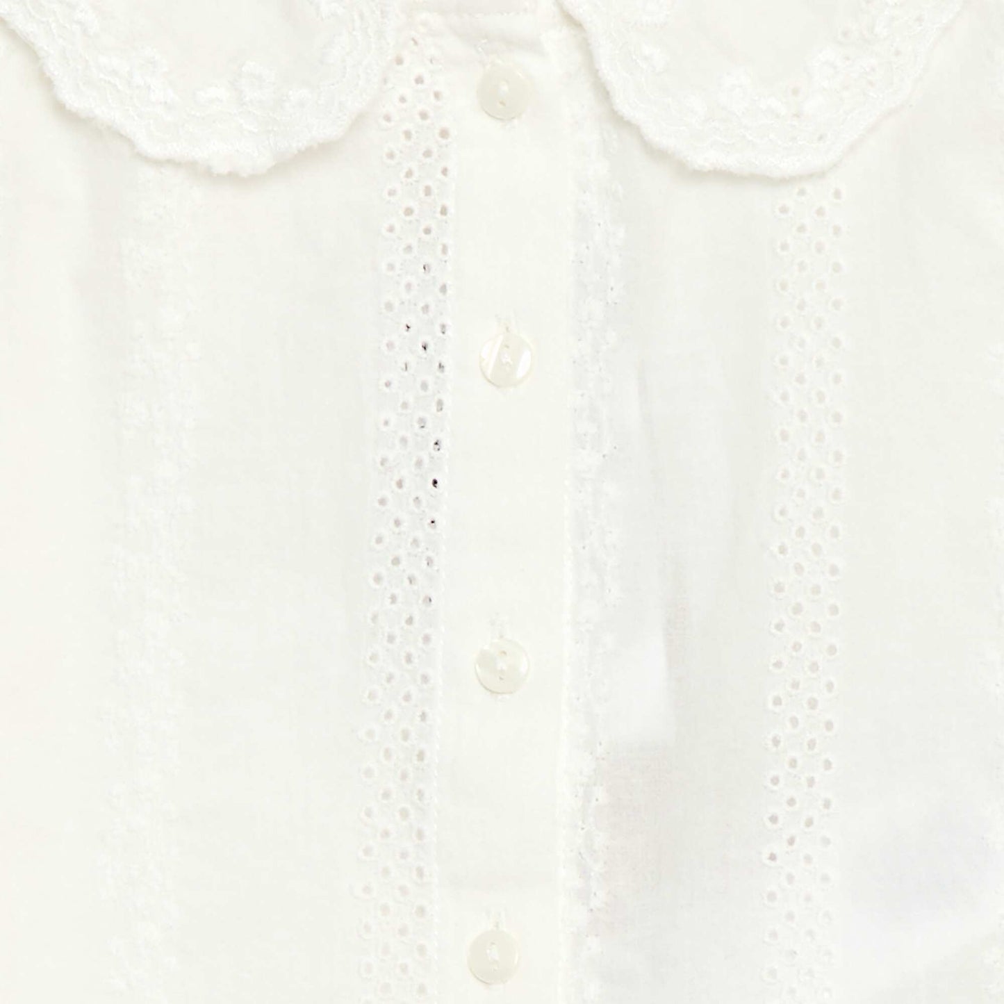 Blouse en voile de coton avec broderies BLANC