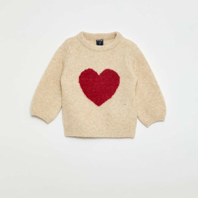 Pull en maille avec broderies BEIGE