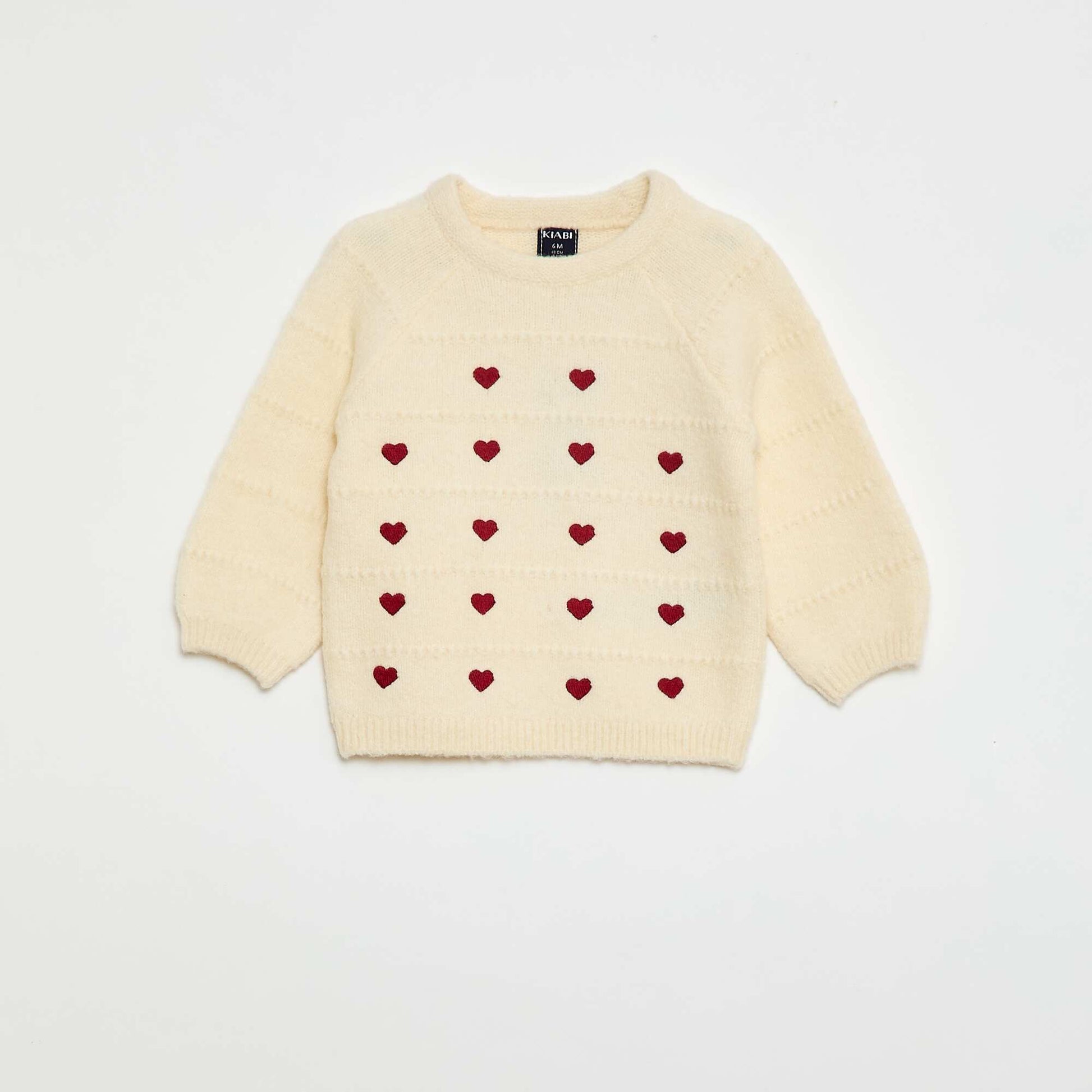 Pull en maille avec broderies BEIGE