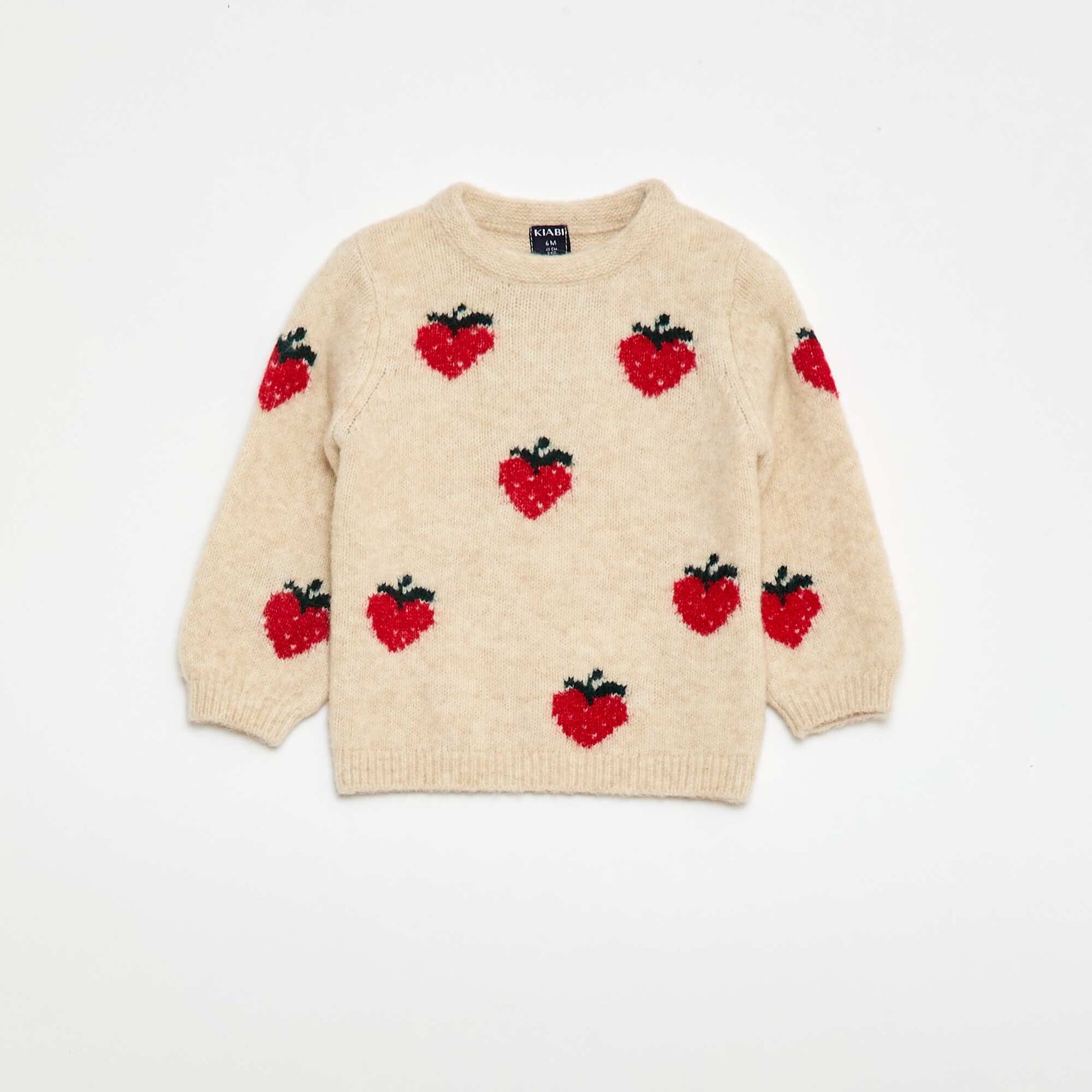 Pull en maille à motif fantaisie BEIGE