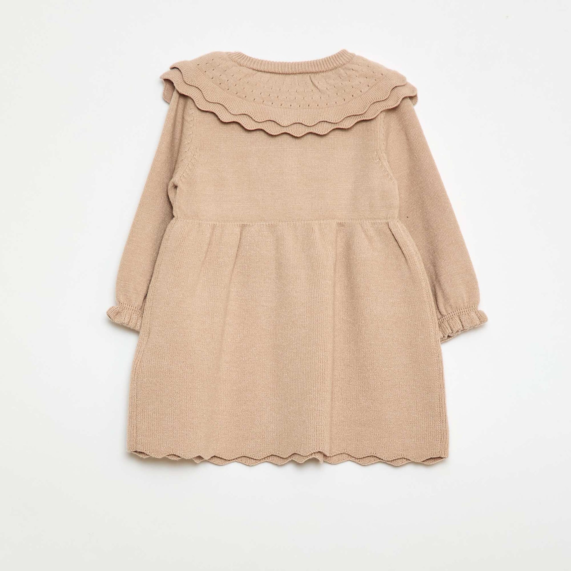 Robe en maille avec col claudine BEIGE