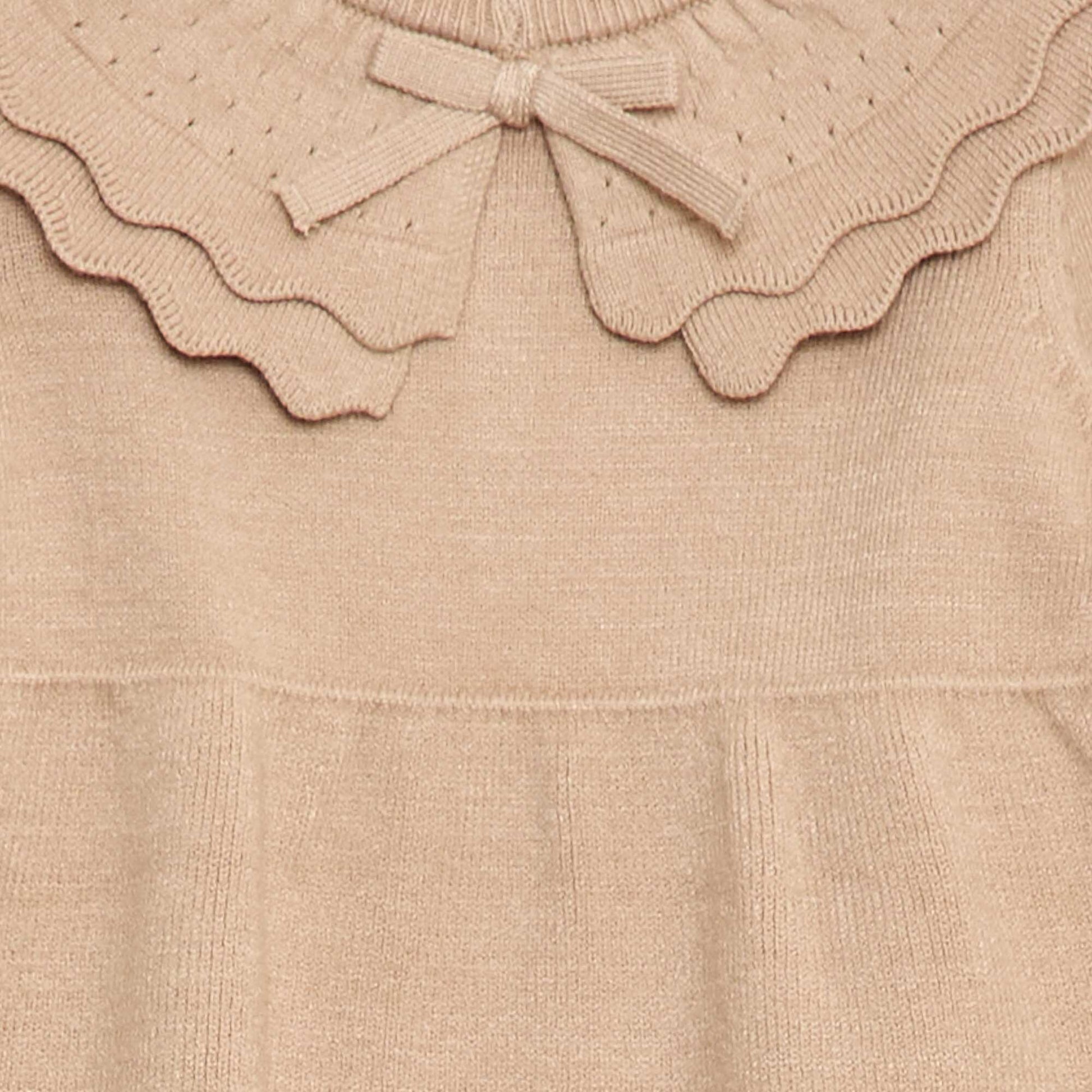 Robe en maille avec col claudine BEIGE