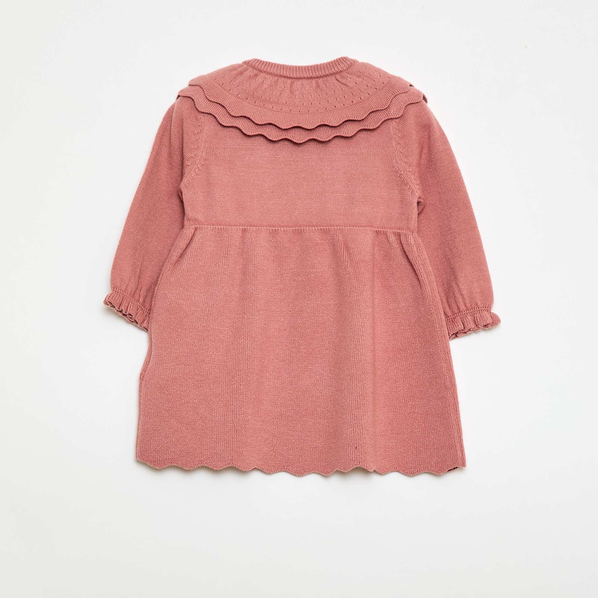 Robe en maille avec col claudine ROSE