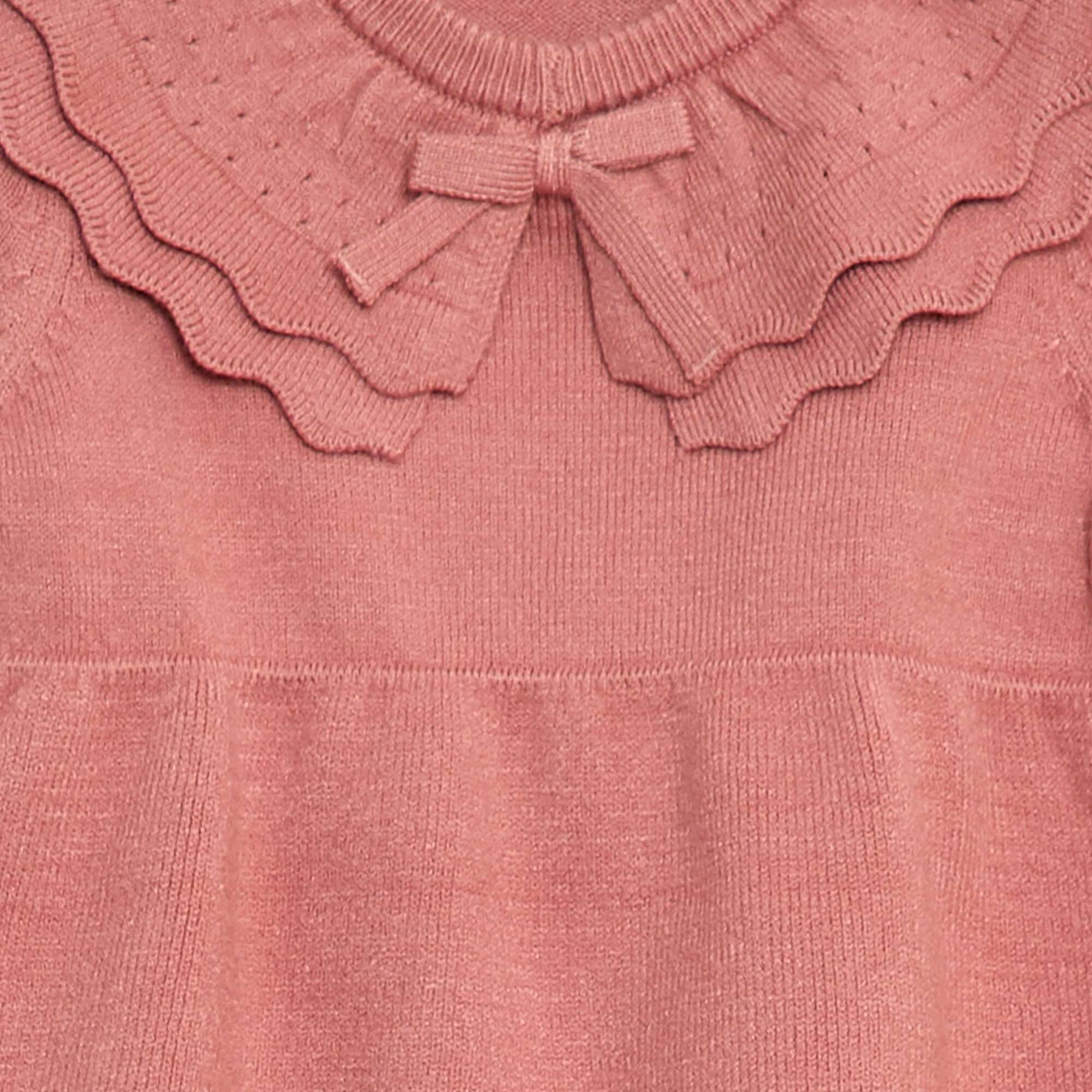 Robe en maille avec col claudine ROSE