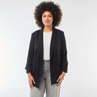Veste blazer longue avec manches effet retroussé NOIR