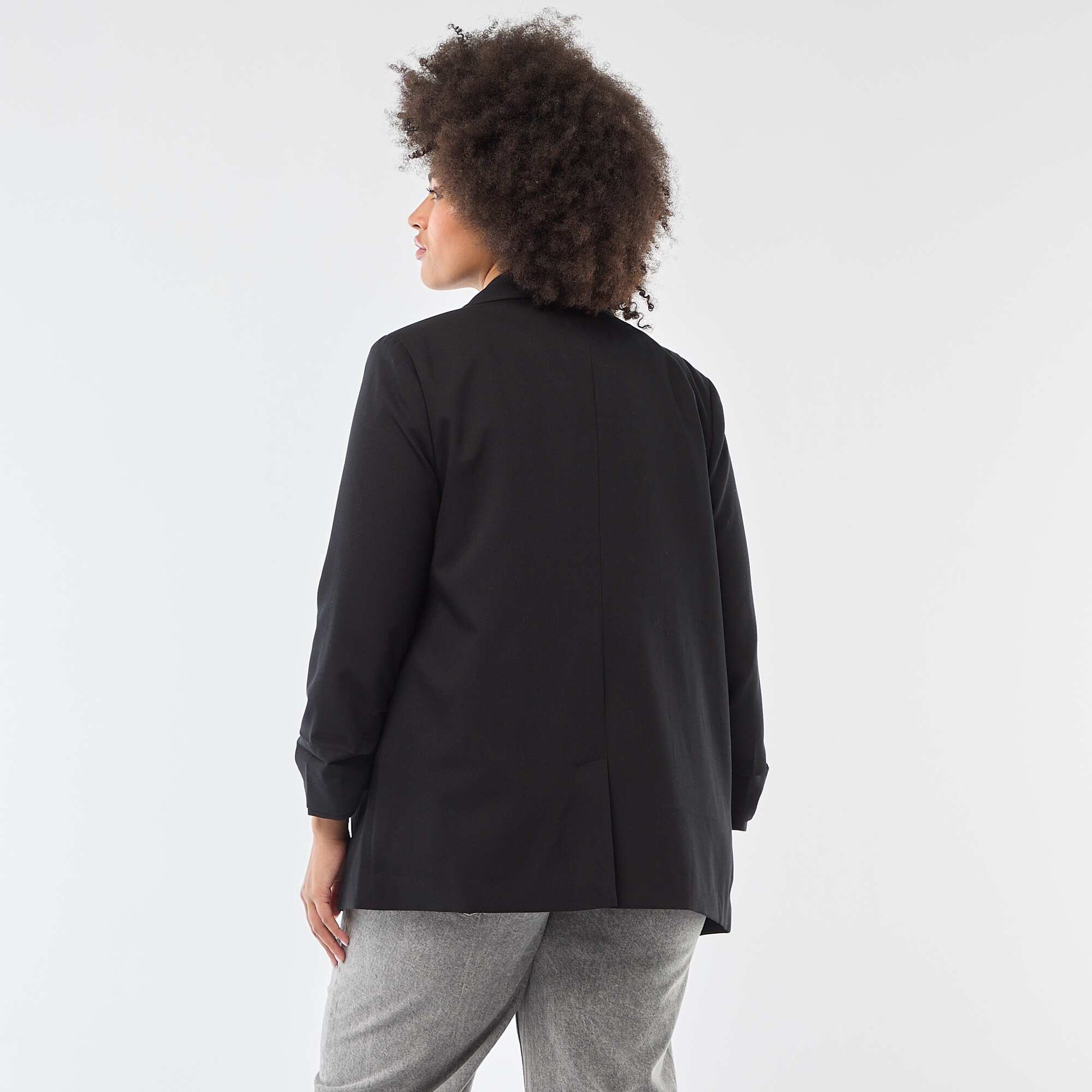 Veste blazer longue avec manches effet retroussé NOIR