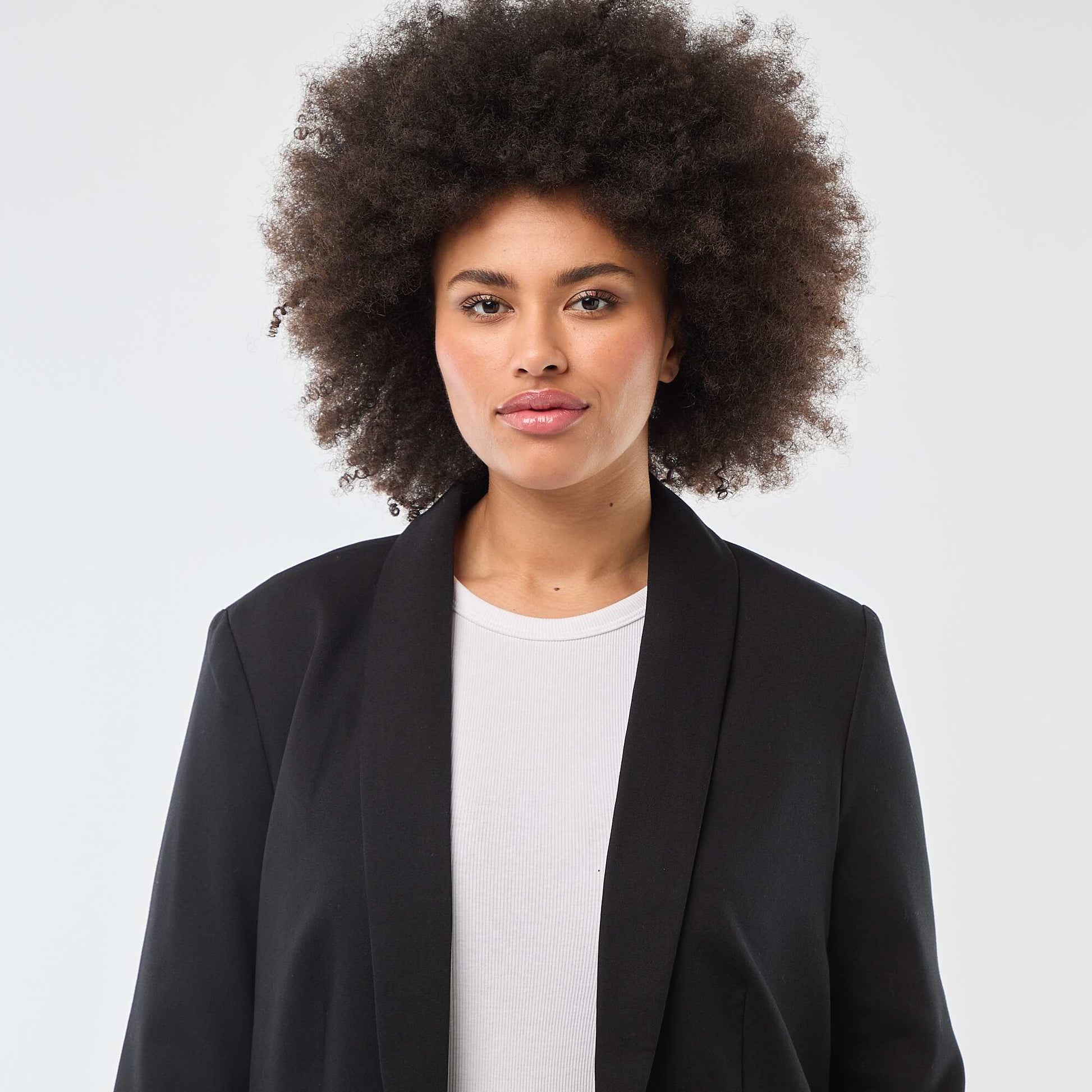 Veste blazer longue avec manches effet retroussé NOIR