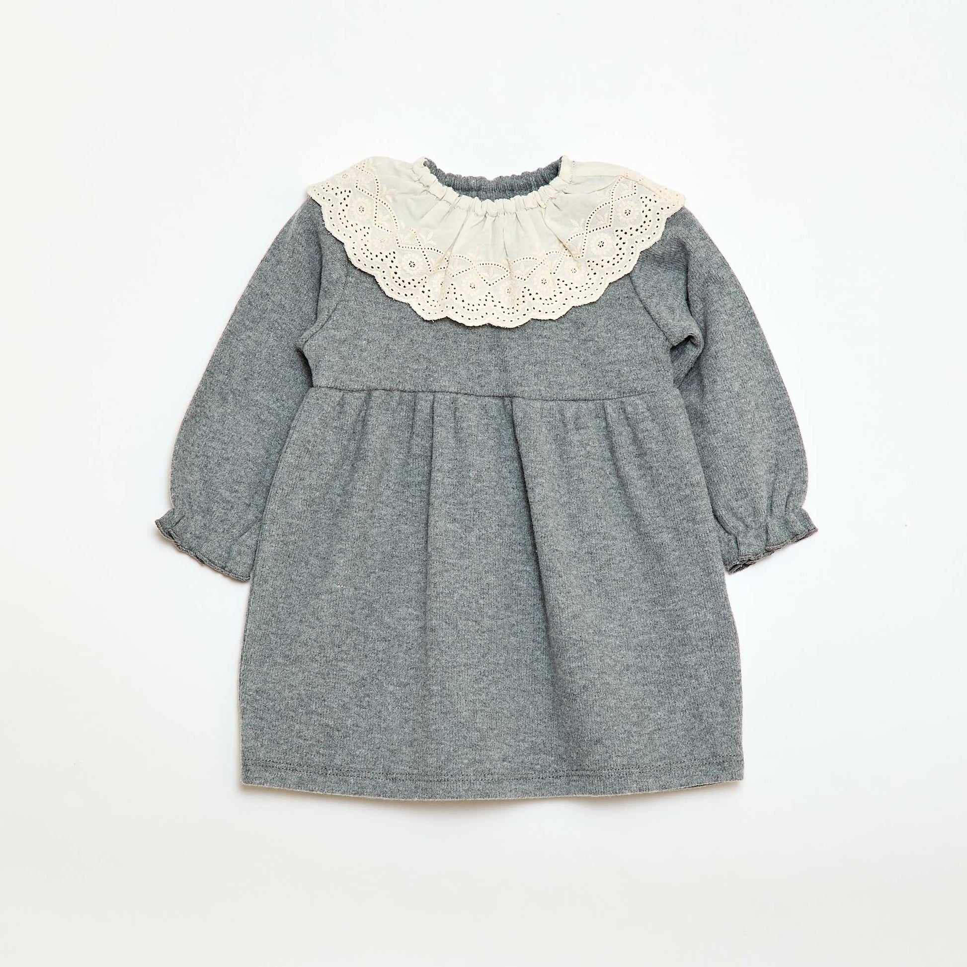 Robe en maille doudou avec col fantaisie GRIS