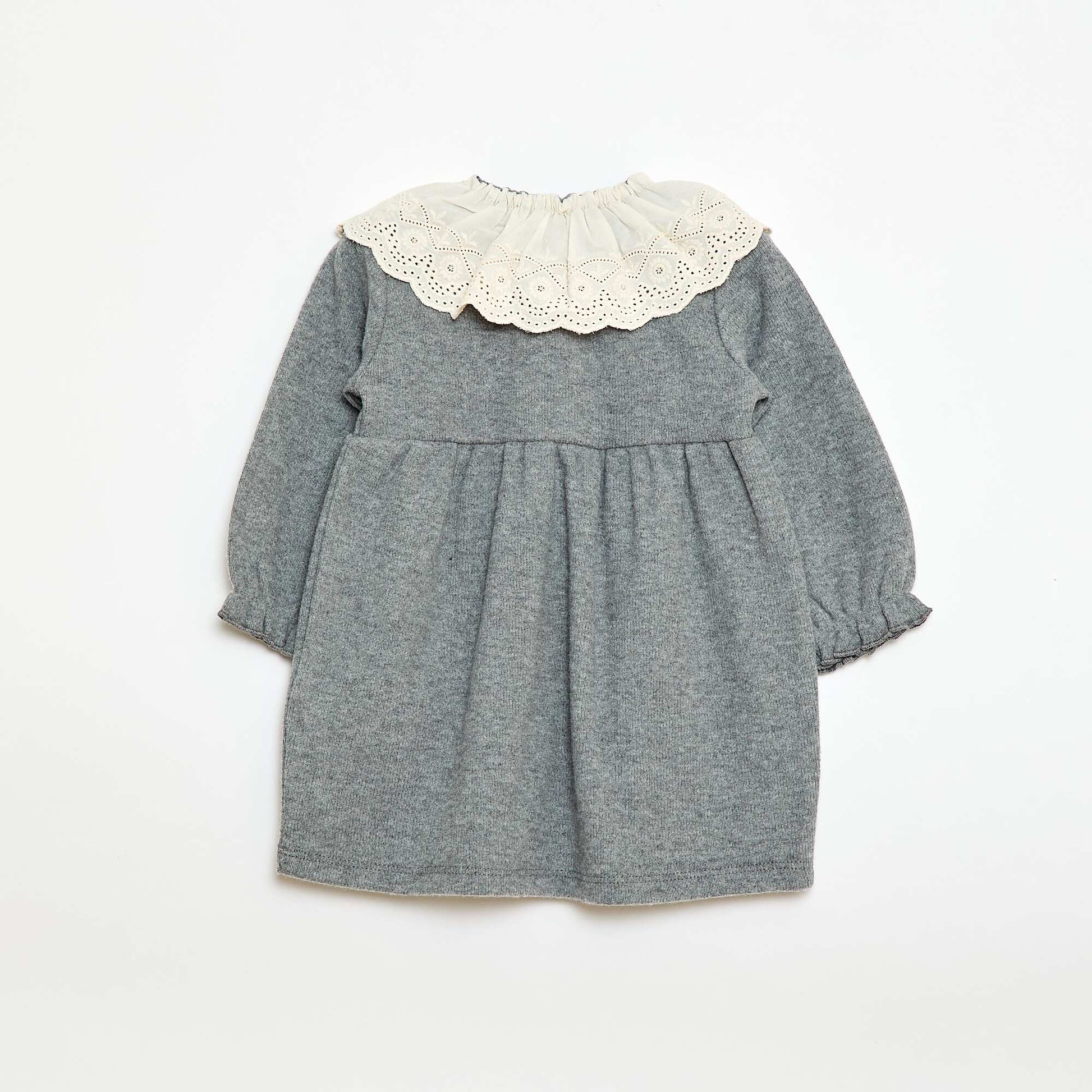 Robe en maille doudou avec col fantaisie GRIS