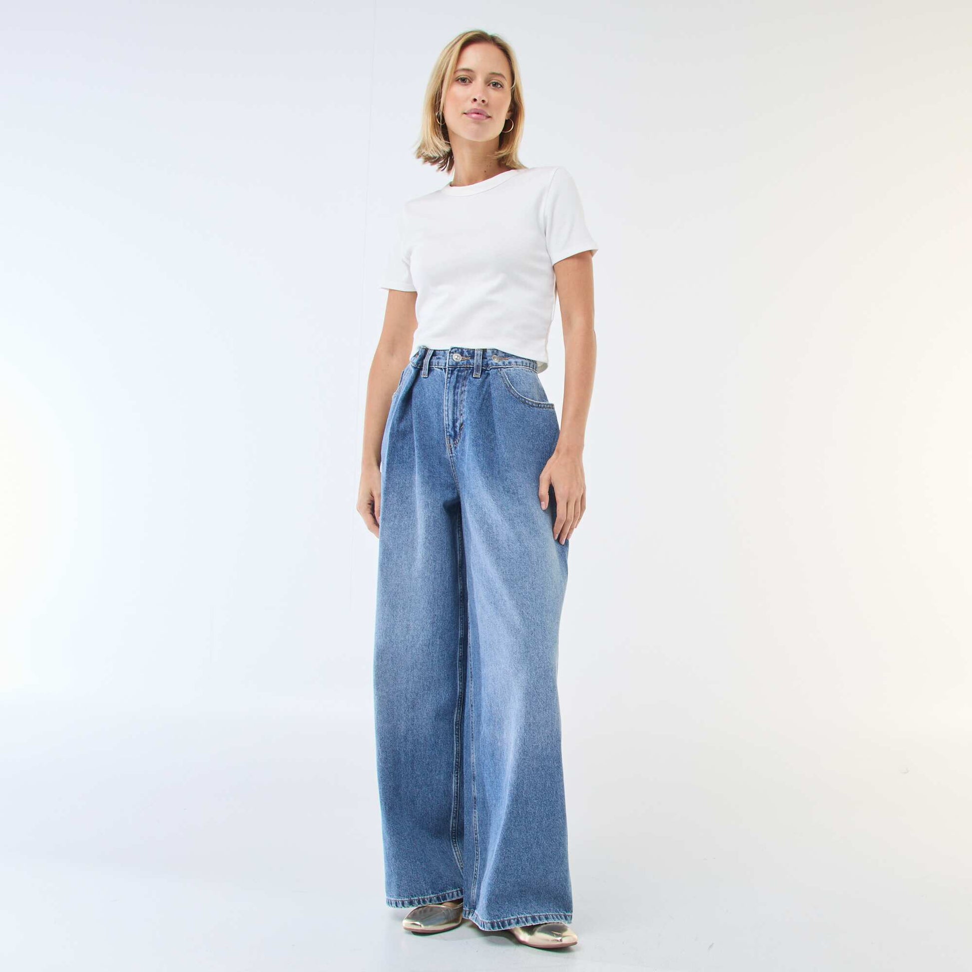 Tee-shirt crop top basique BLANC