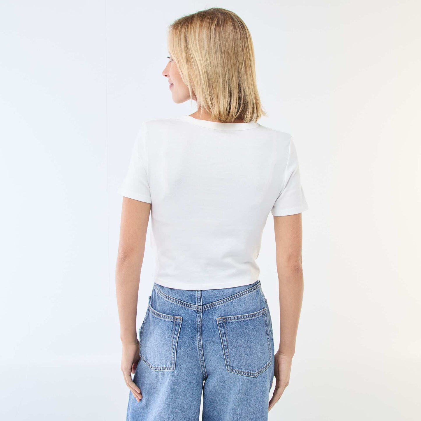 Tee-shirt crop top basique BLANC