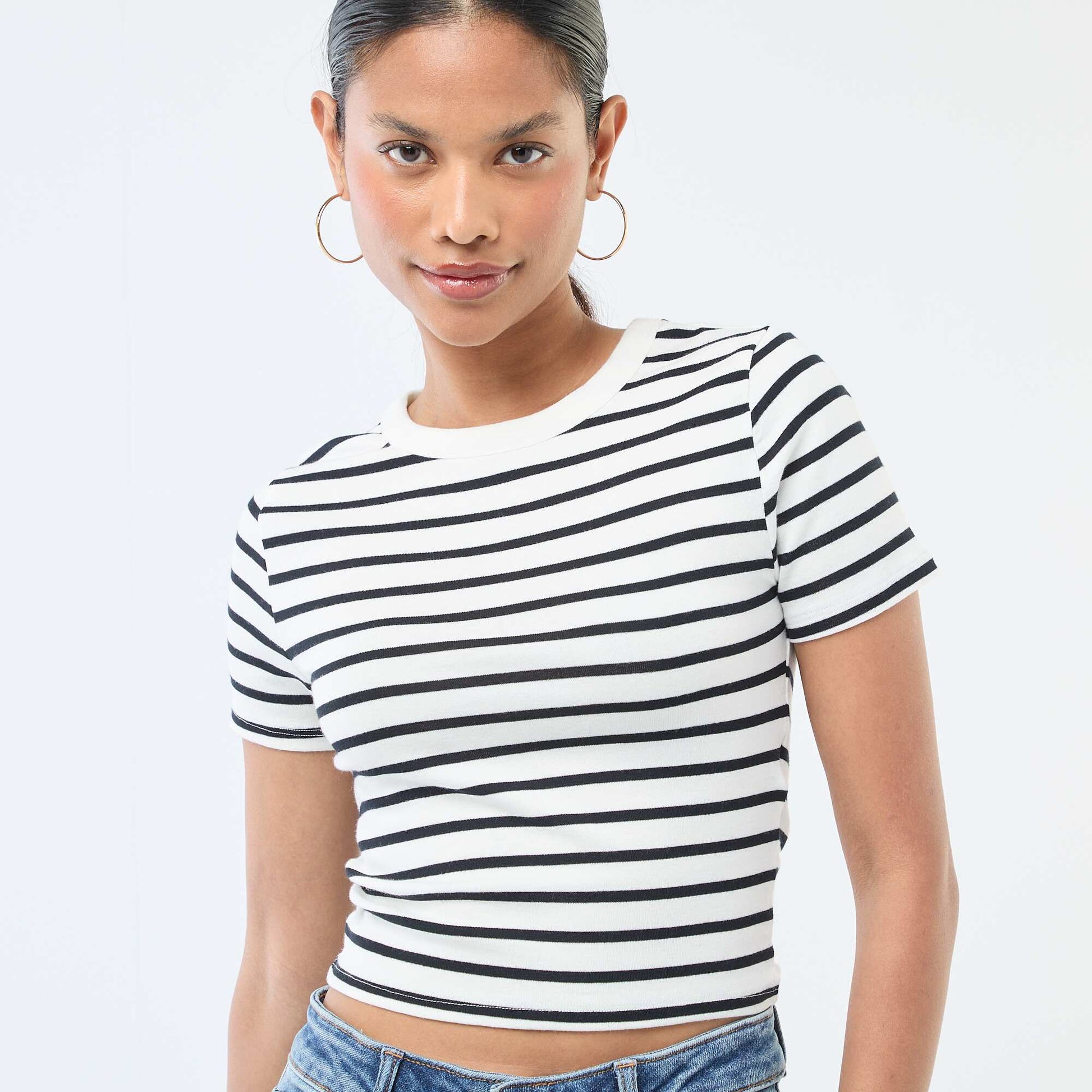 T-shirt imprimé à manches courtes à motif BLANC