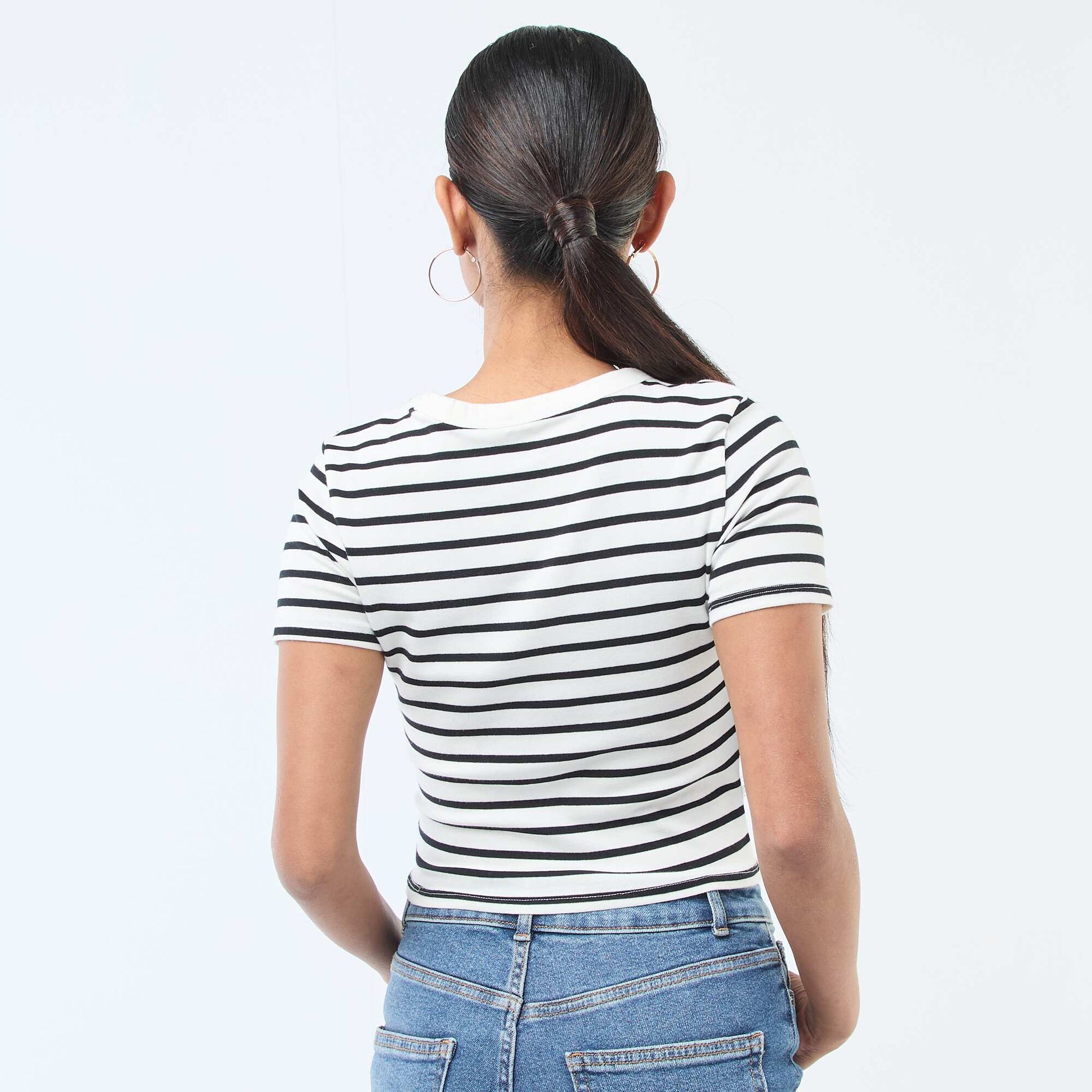 T-shirt imprimé à manches courtes à motif BLANC