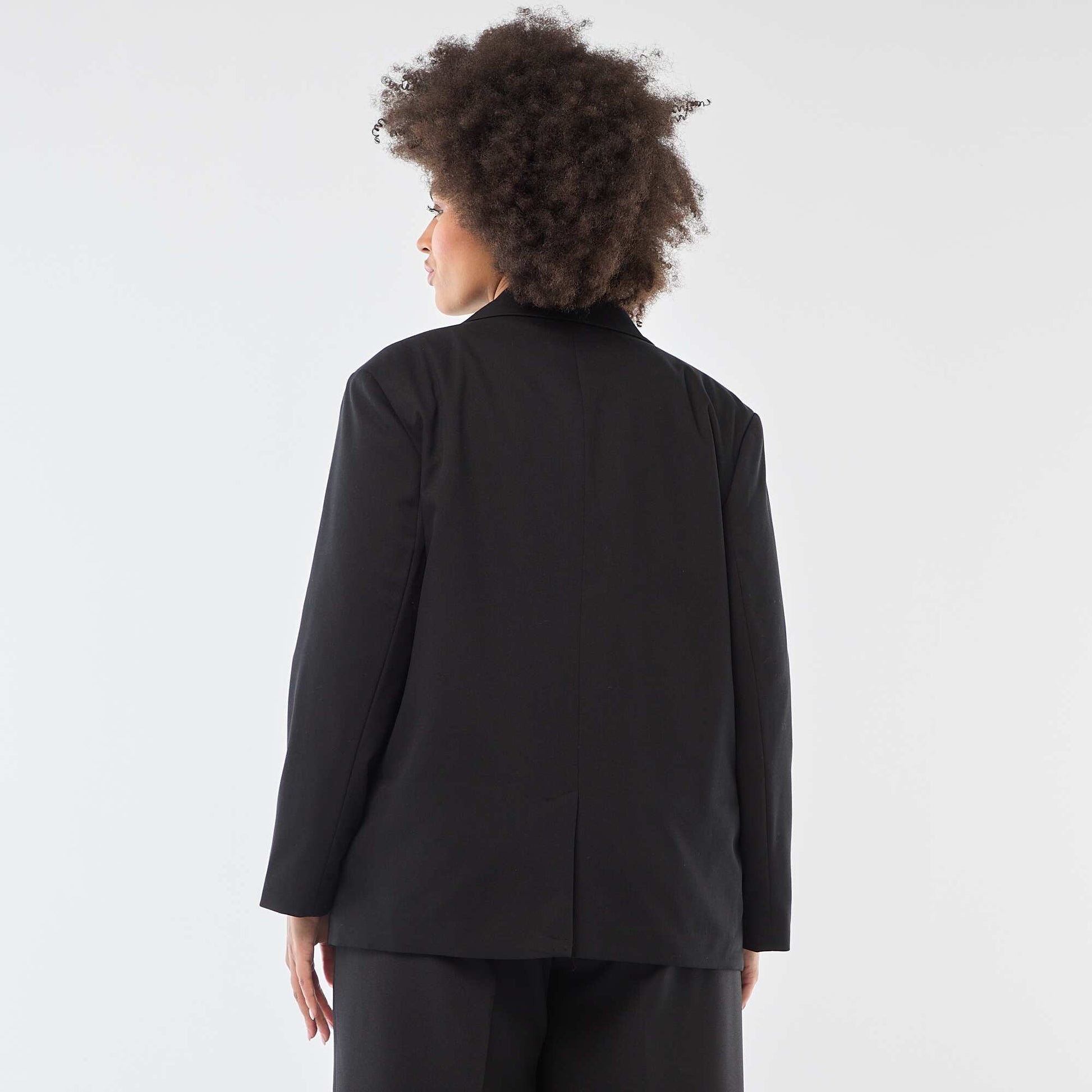 Veste de tailleur longue double boutonnage NOIR