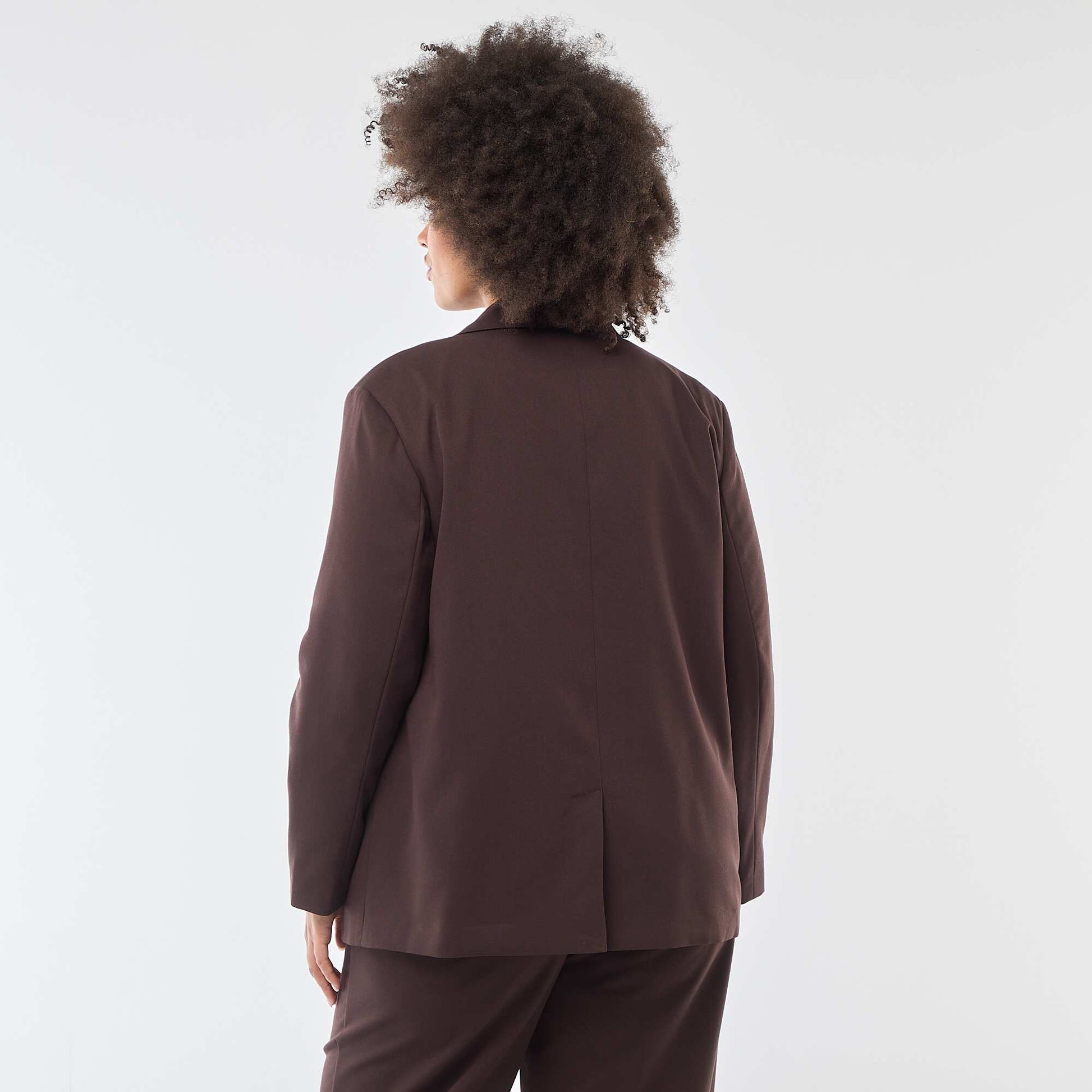 Veste de tailleur longue double boutonnage MARRON