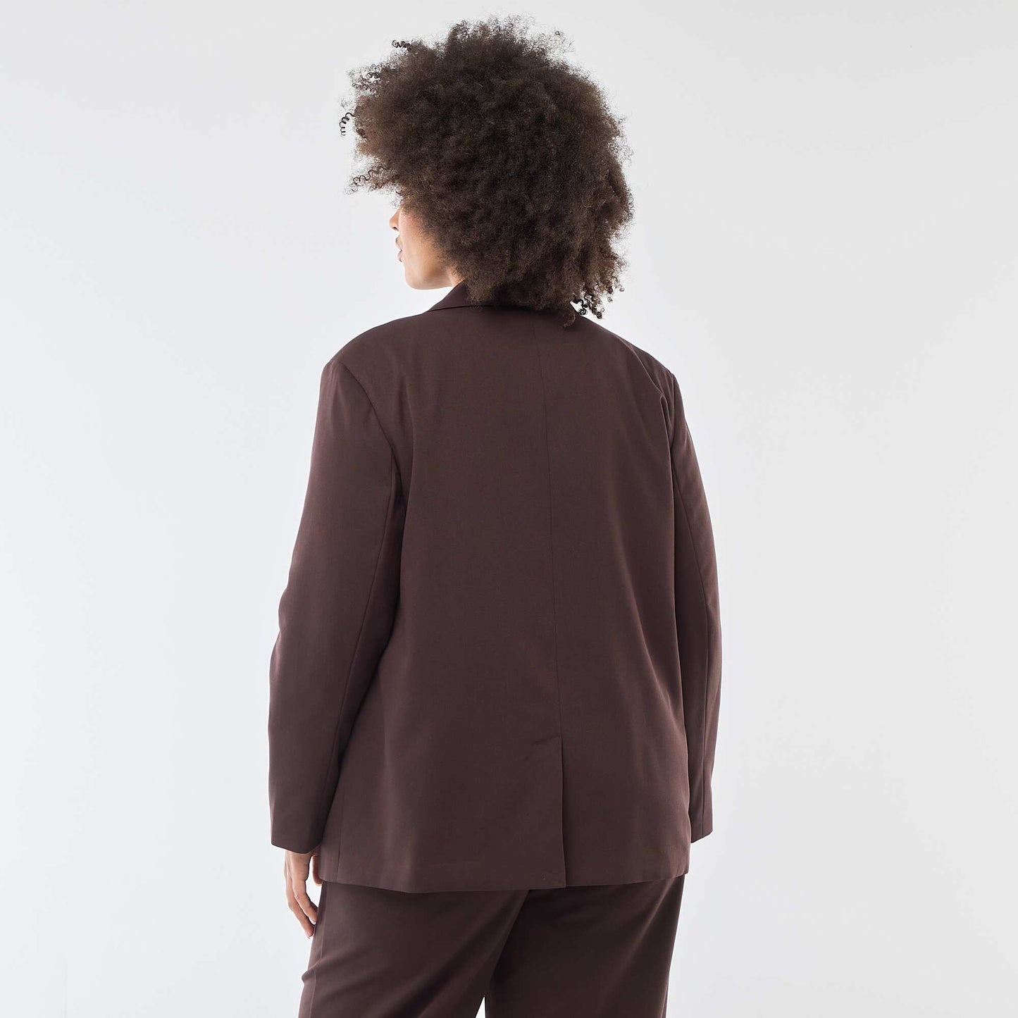 Veste de tailleur longue double boutonnage MARRON