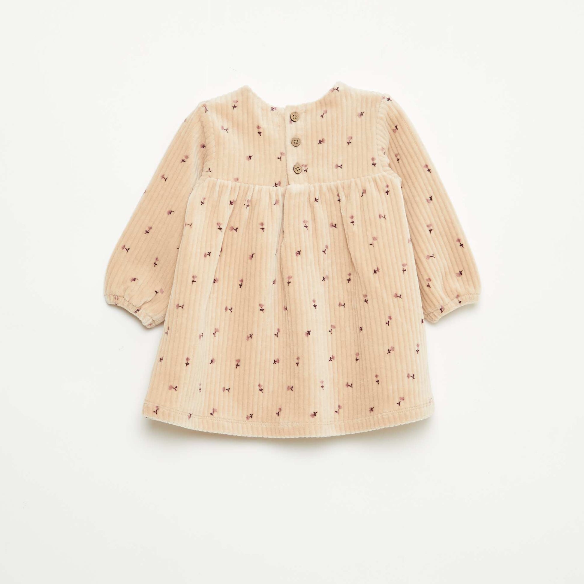 Robe en velours à manches longues avec motif BEIGE