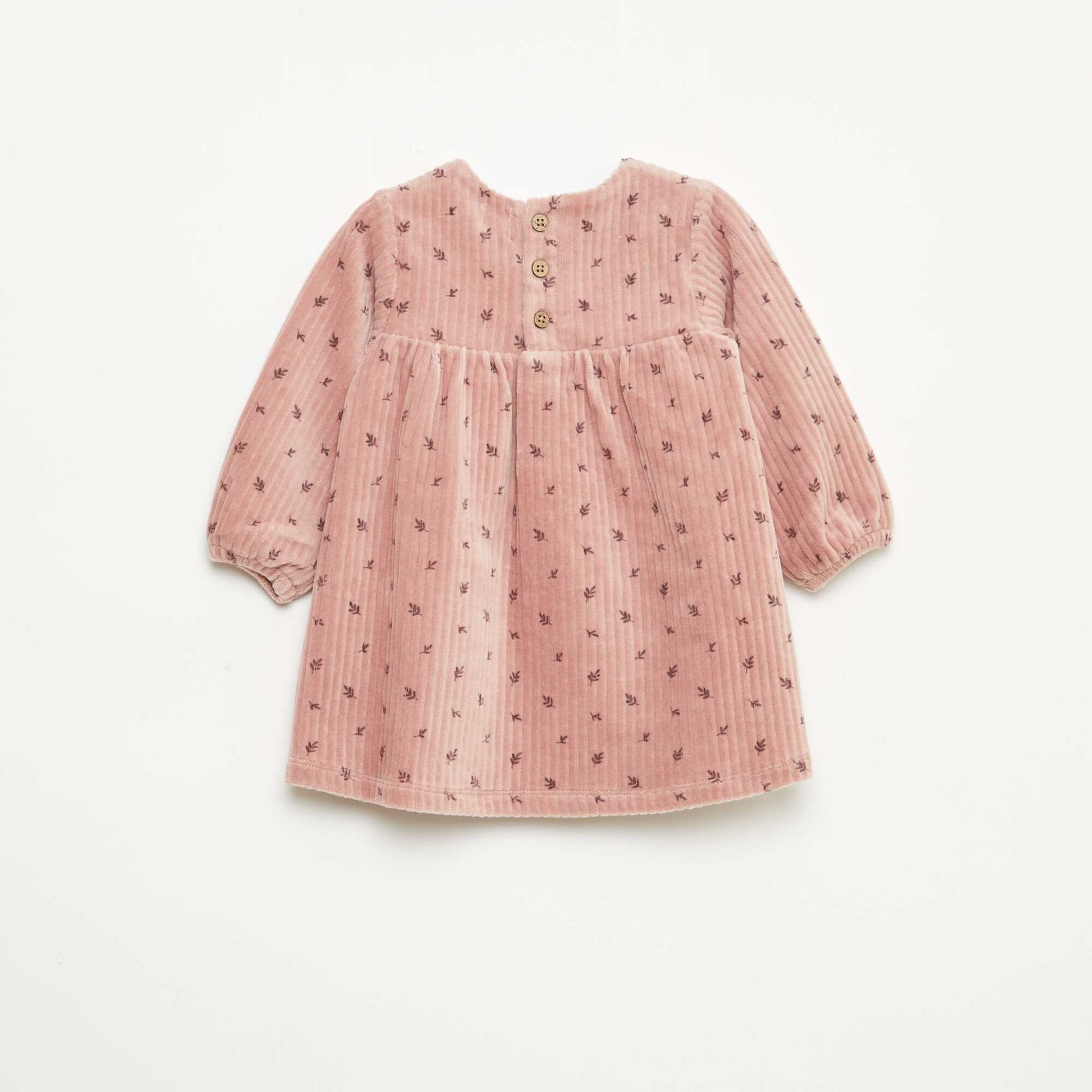 Robe en velours à manches longues avec motif ROSE