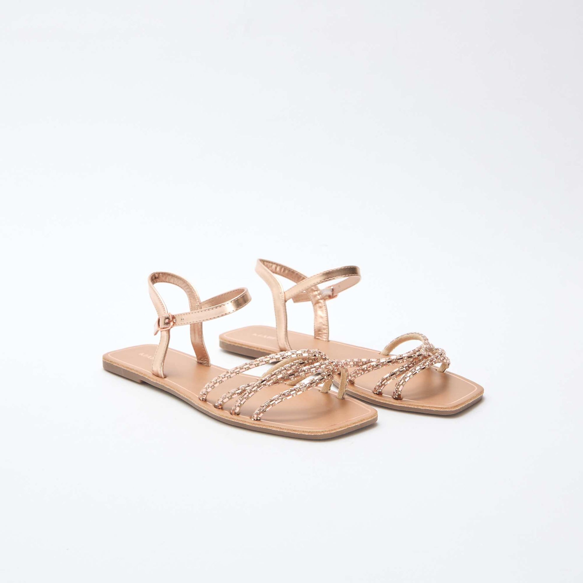Sandales plates à brides pailletées ROSE