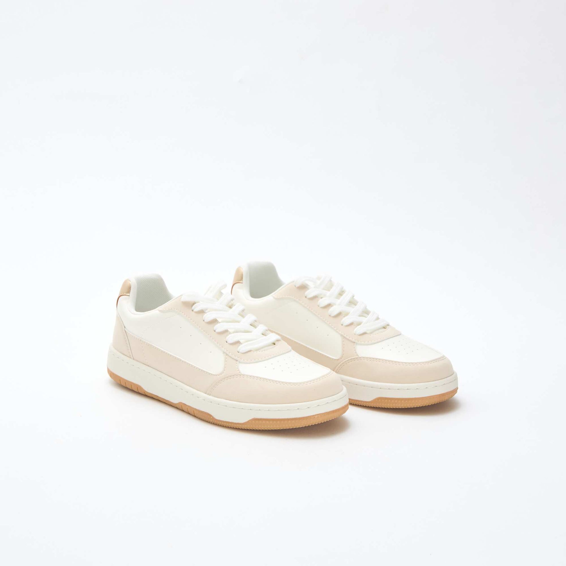 Baskets bicolores avec détails dorés BEIGE