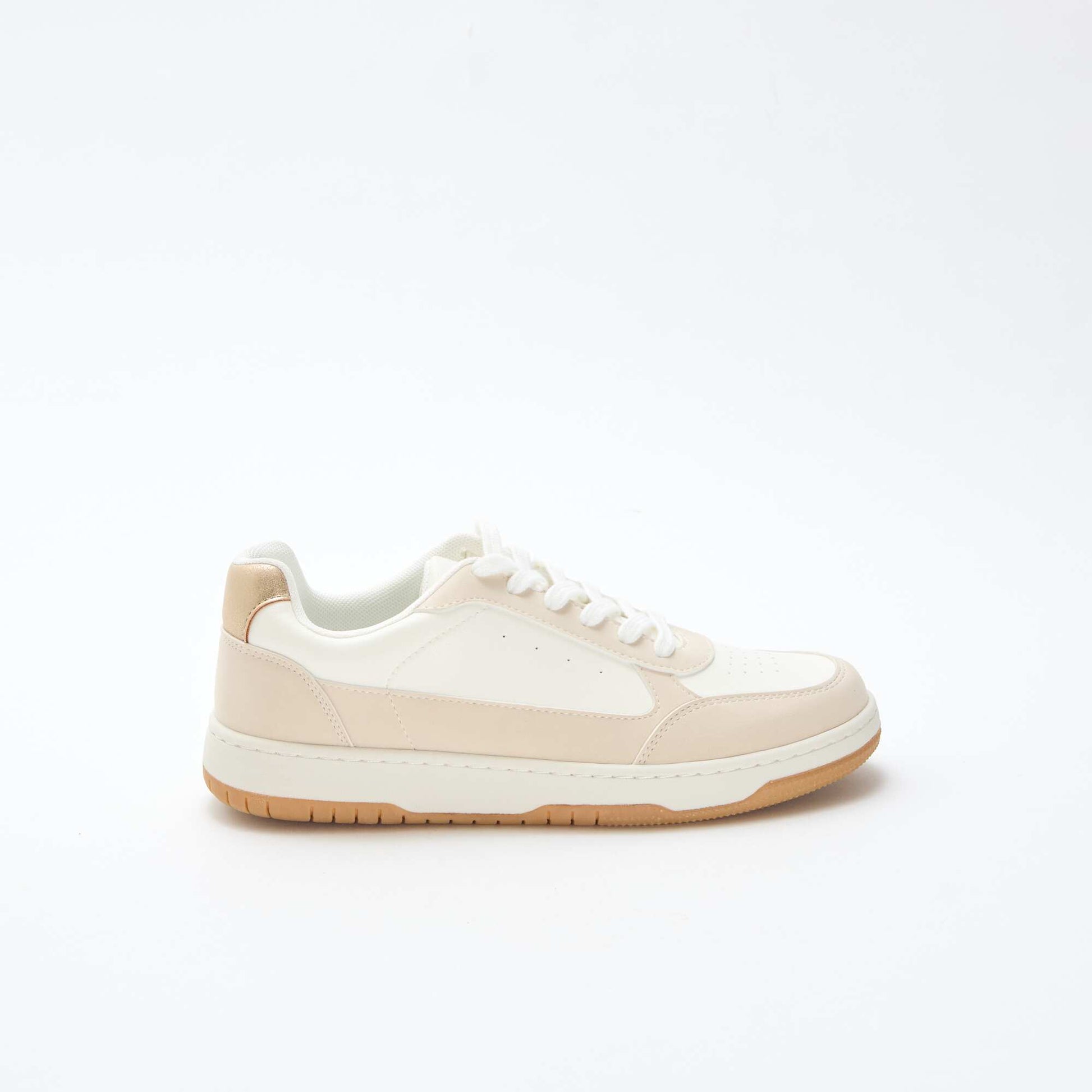 Baskets bicolores avec détails dorés BEIGE