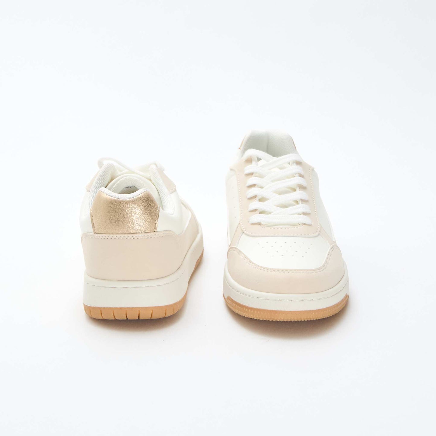 Baskets bicolores avec détails dorés BEIGE