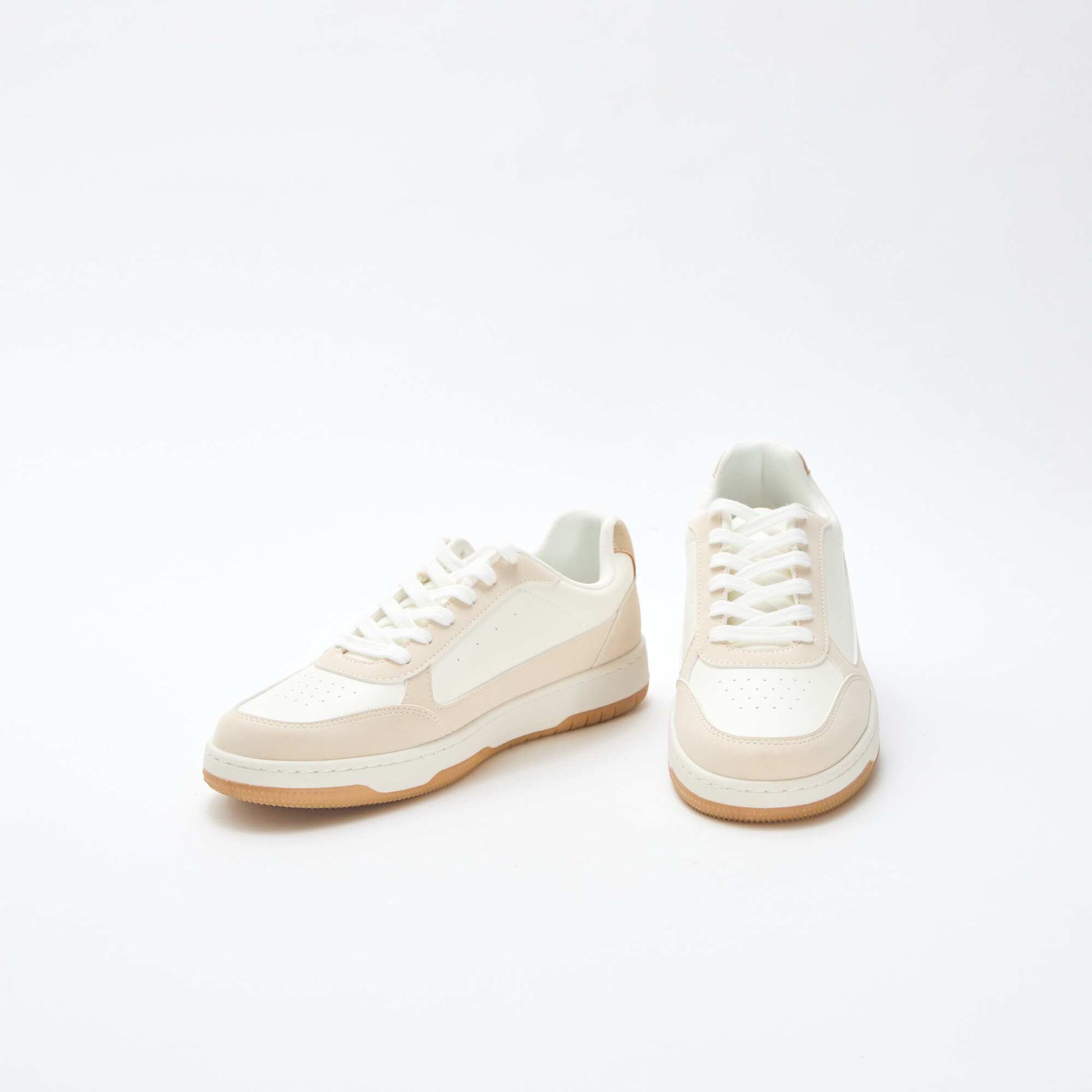 Baskets bicolores avec détails dorés BEIGE