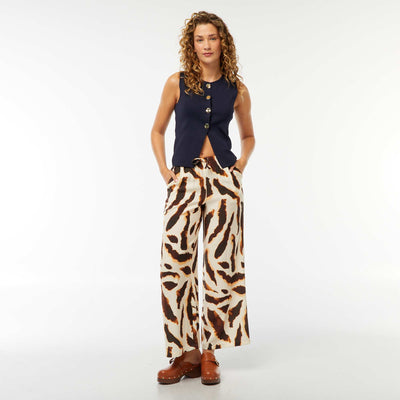 Pantalon large imprimé tachiste BEIGE