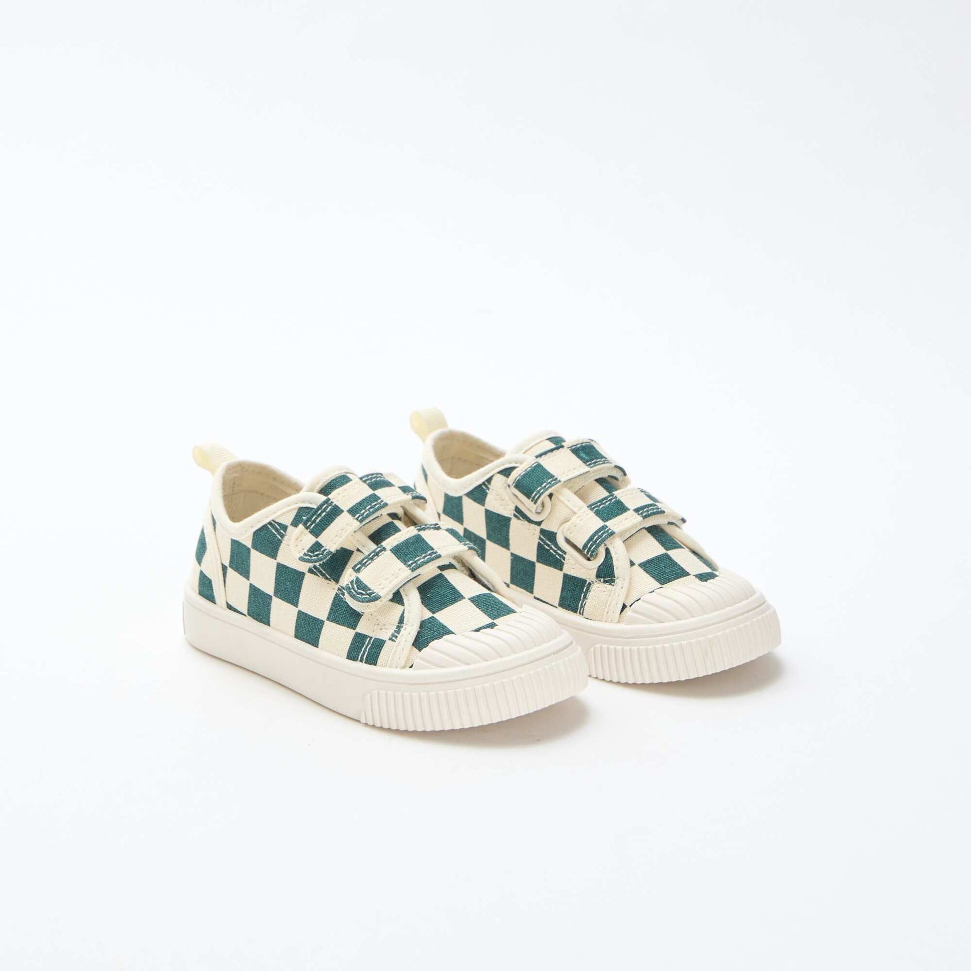 Baskets en toile imprimé damiers VERT