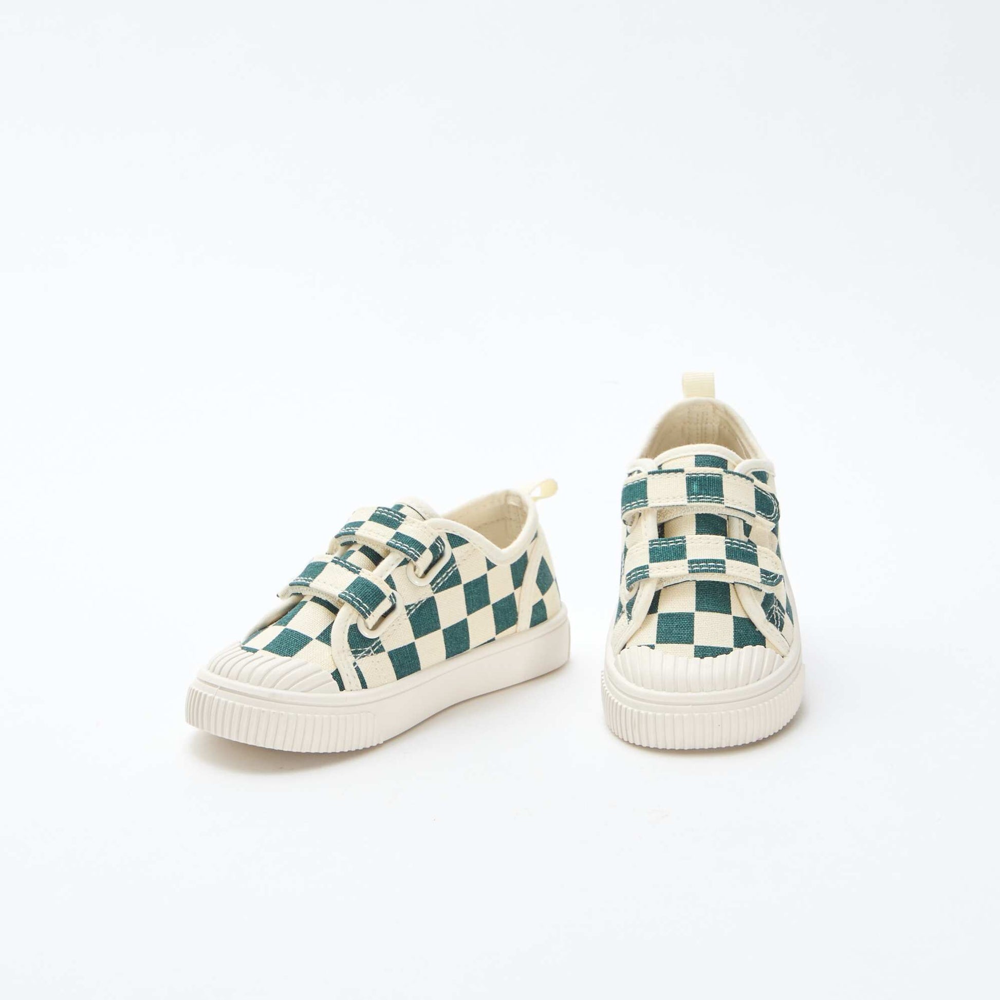 Baskets en toile imprimé damiers VERT