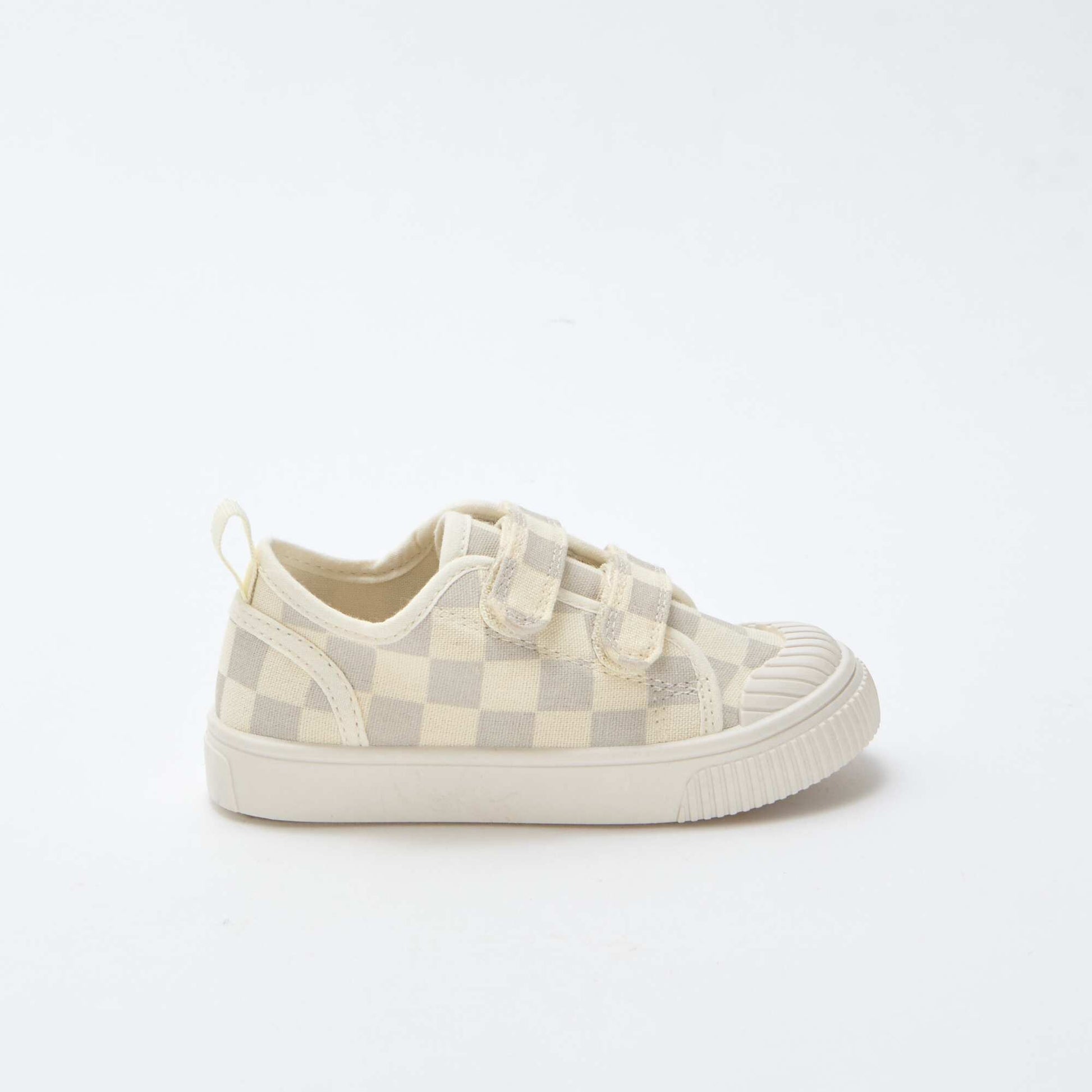 Baskets en toile imprimé damiers GRIS