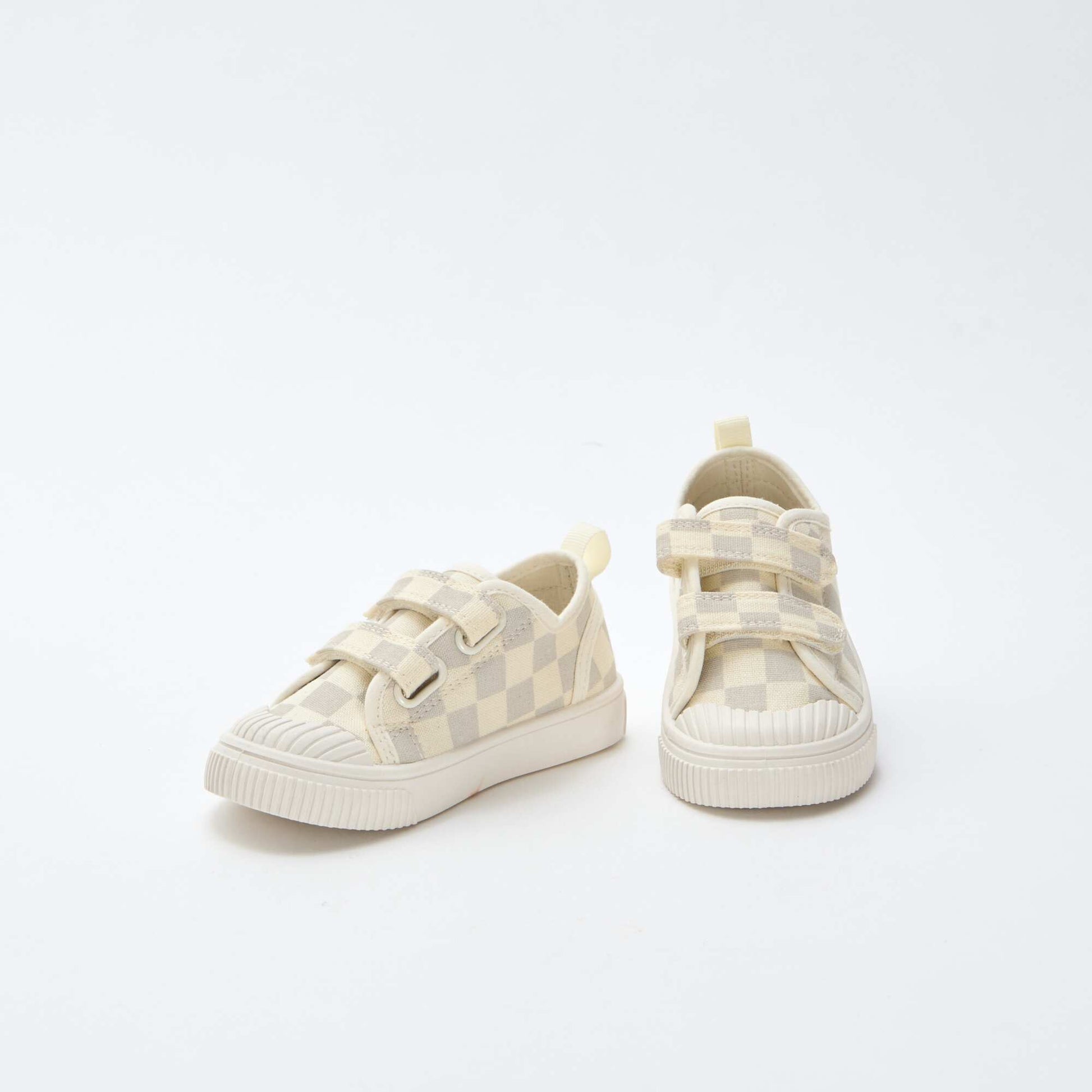 Baskets en toile imprimé damiers GRIS