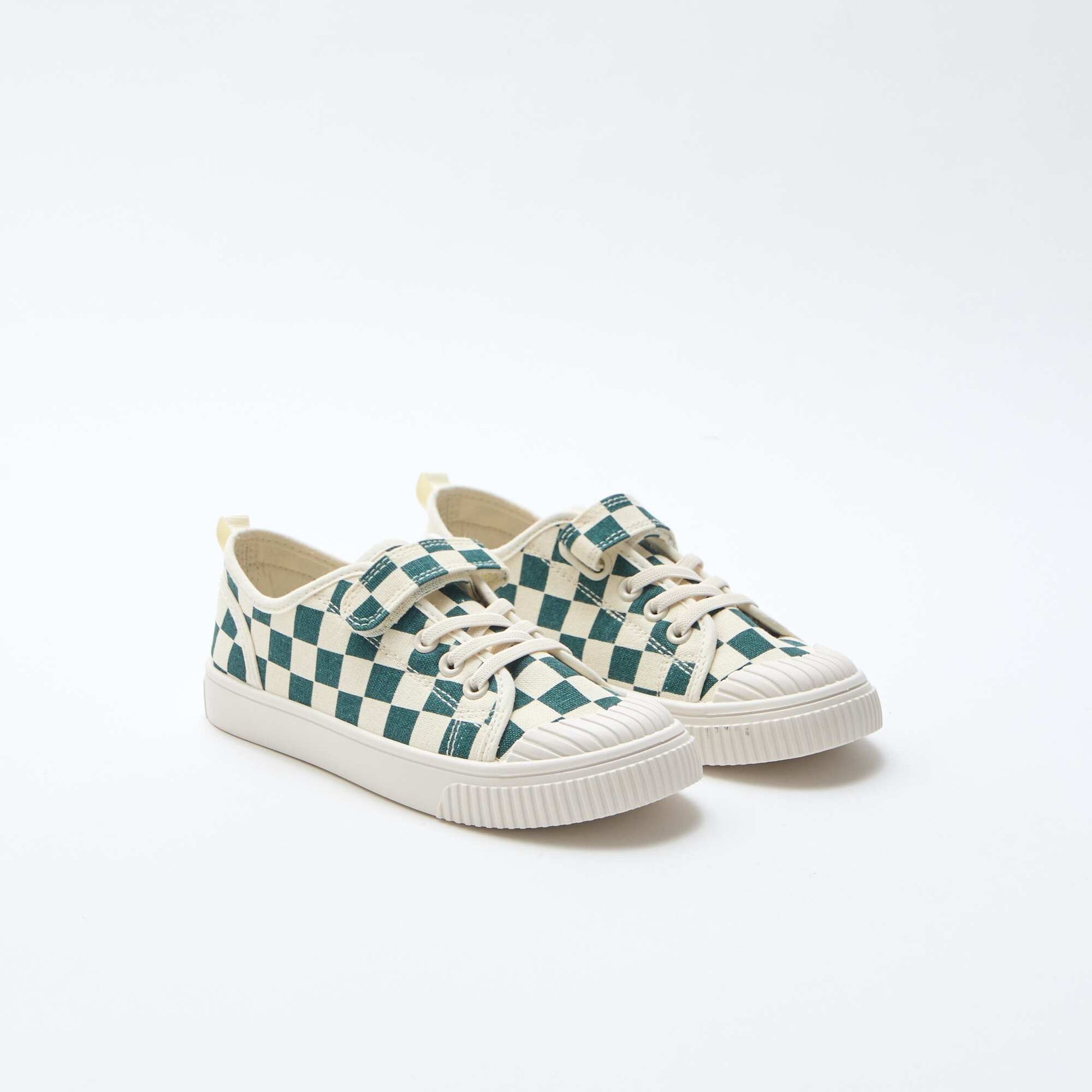 Baskets basses à scratch damier en toile VERT