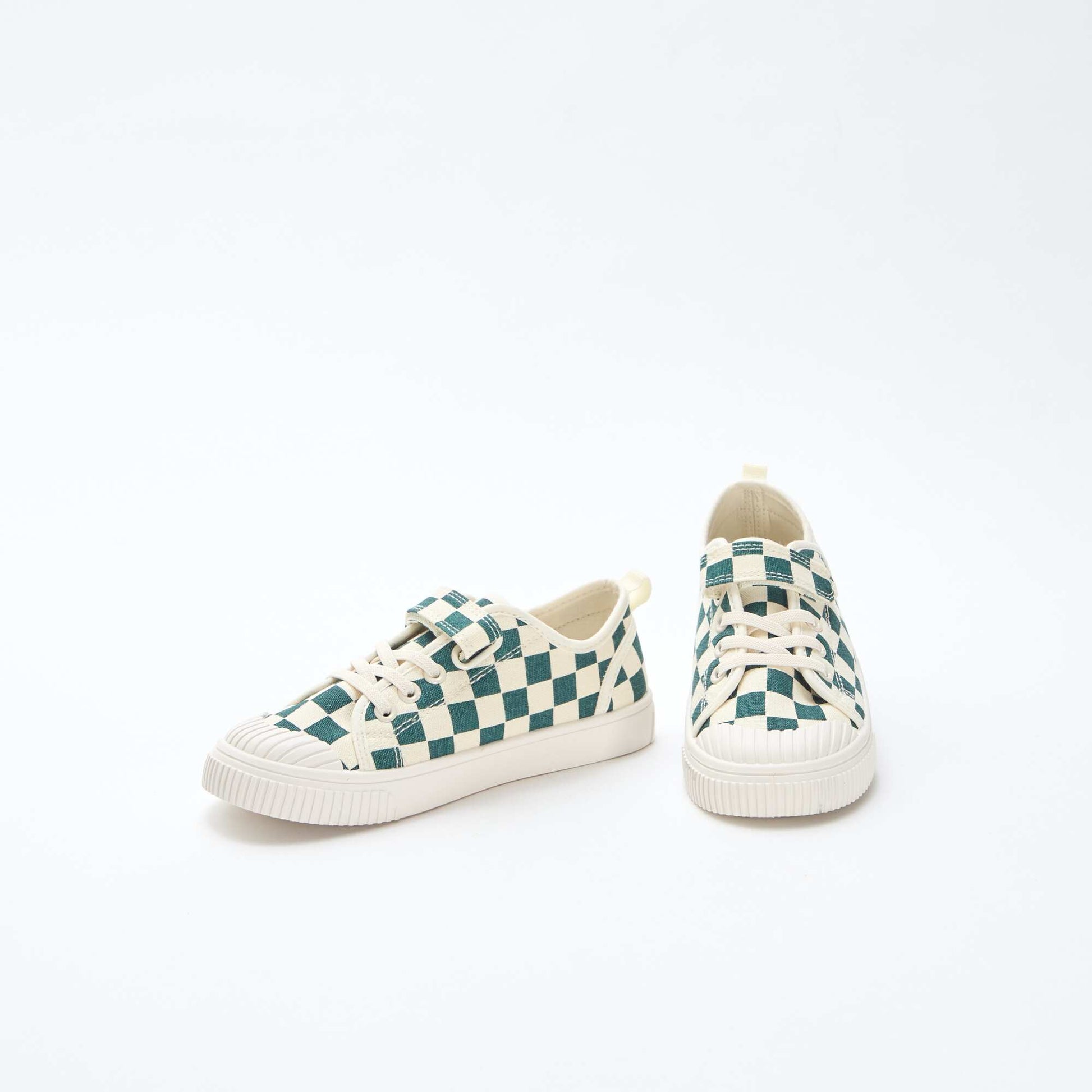 Baskets basses à scratch damier en toile VERT