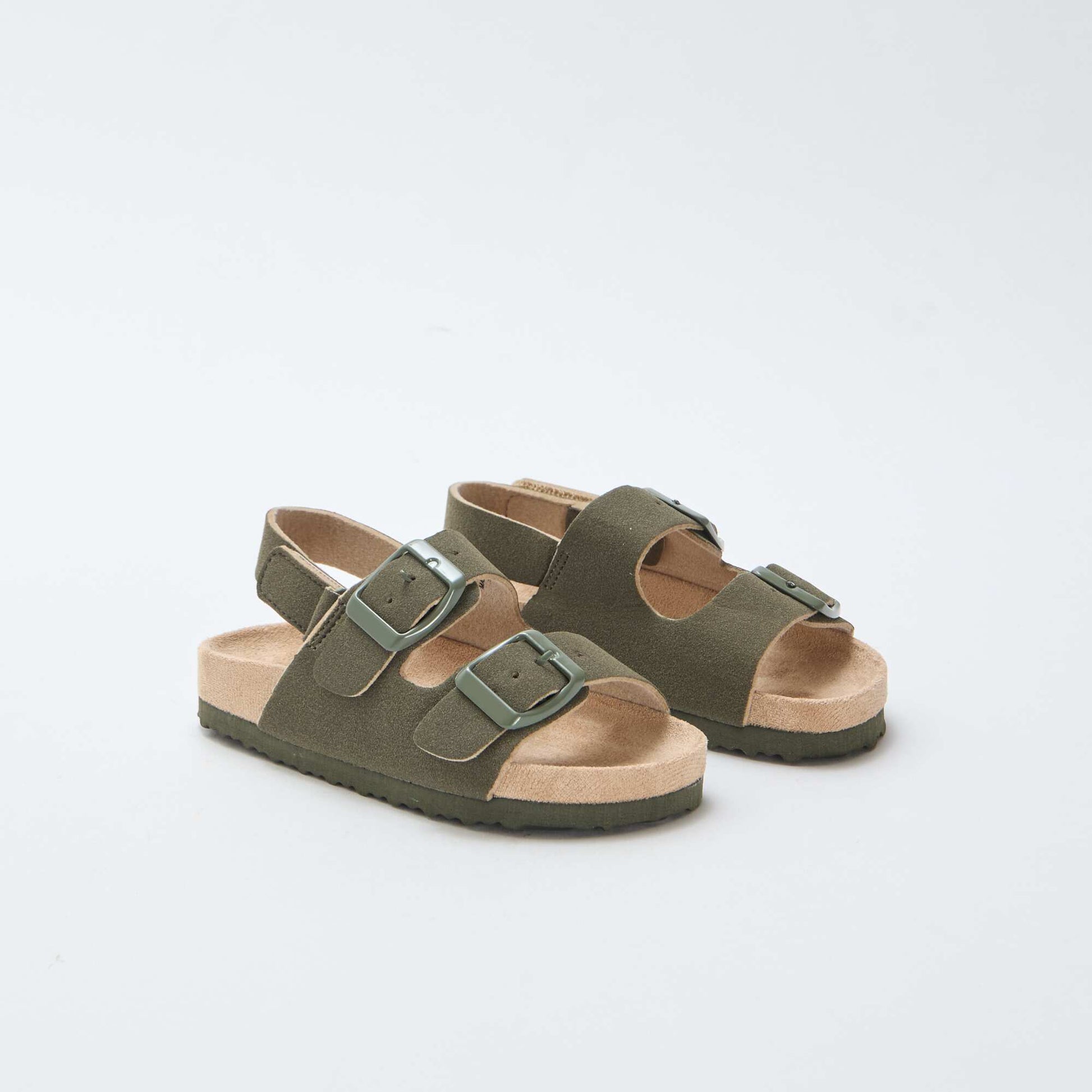Sandales plates en suédine KAKI